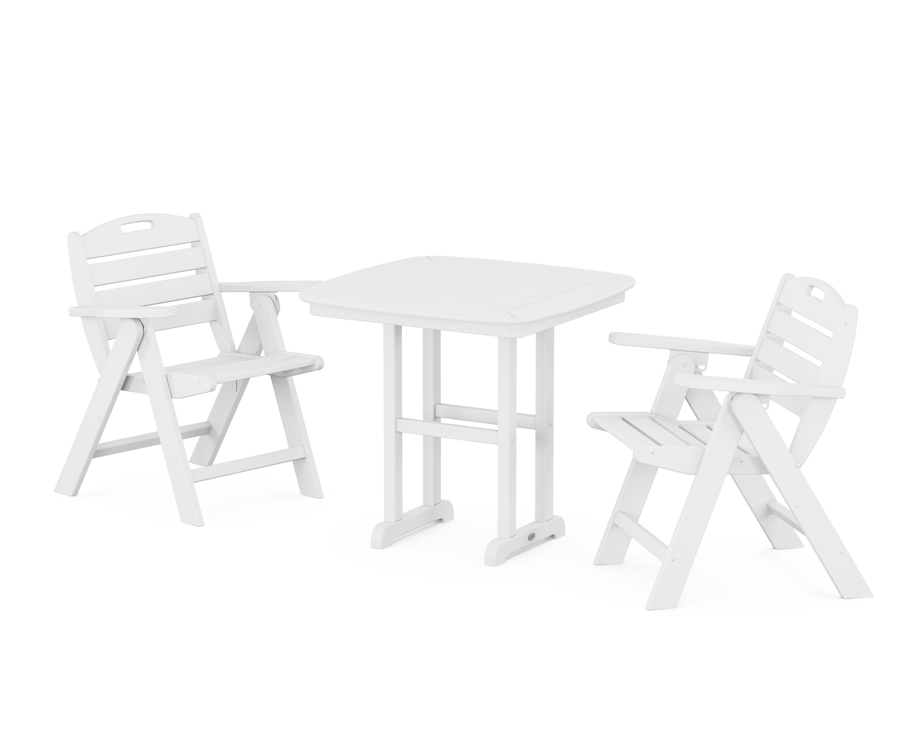 Nautical Folding Lowback Chair 3-Piece Dining Set in White