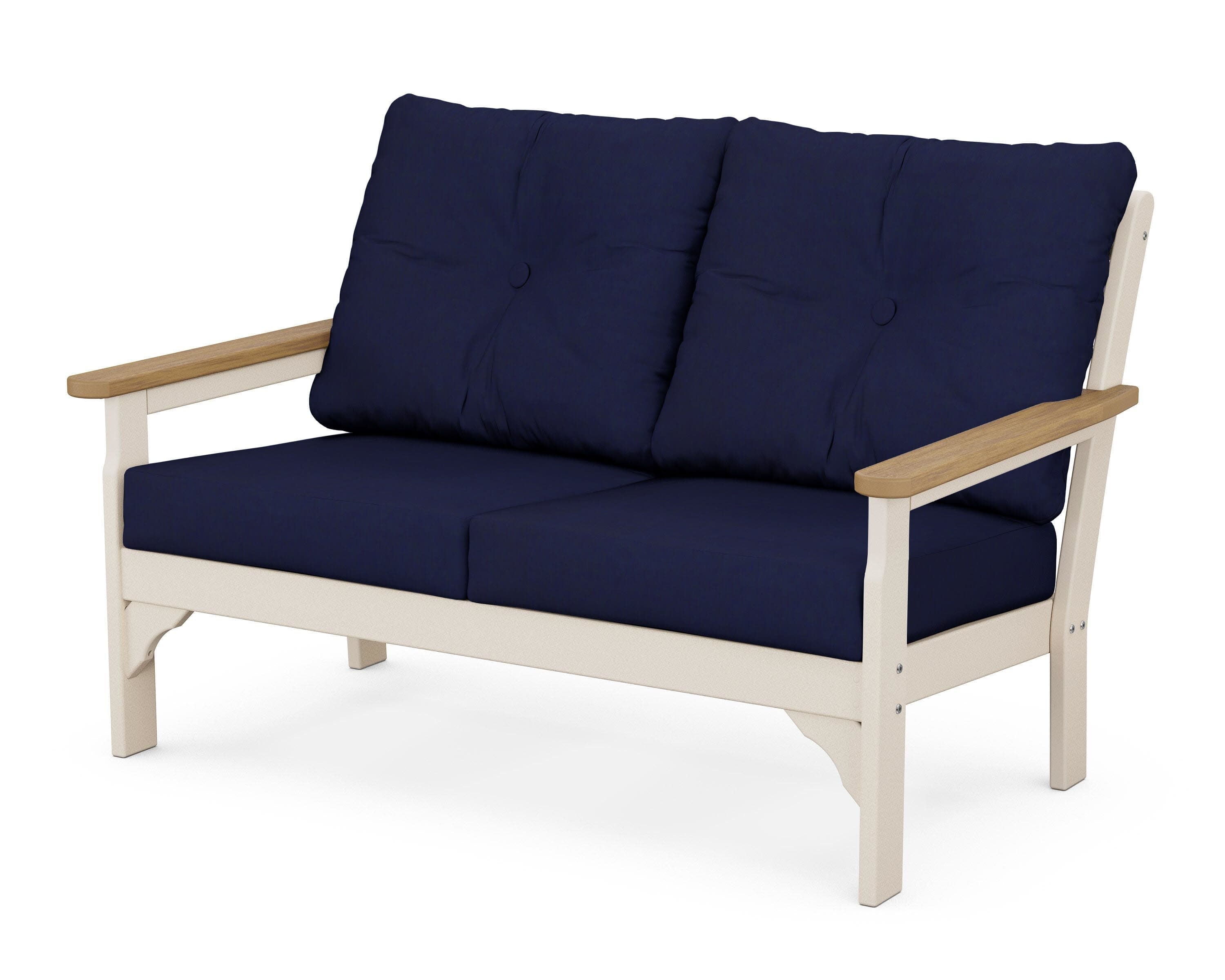 Vineyard Deep Seating Loveseat in Sand / Natural / Navy