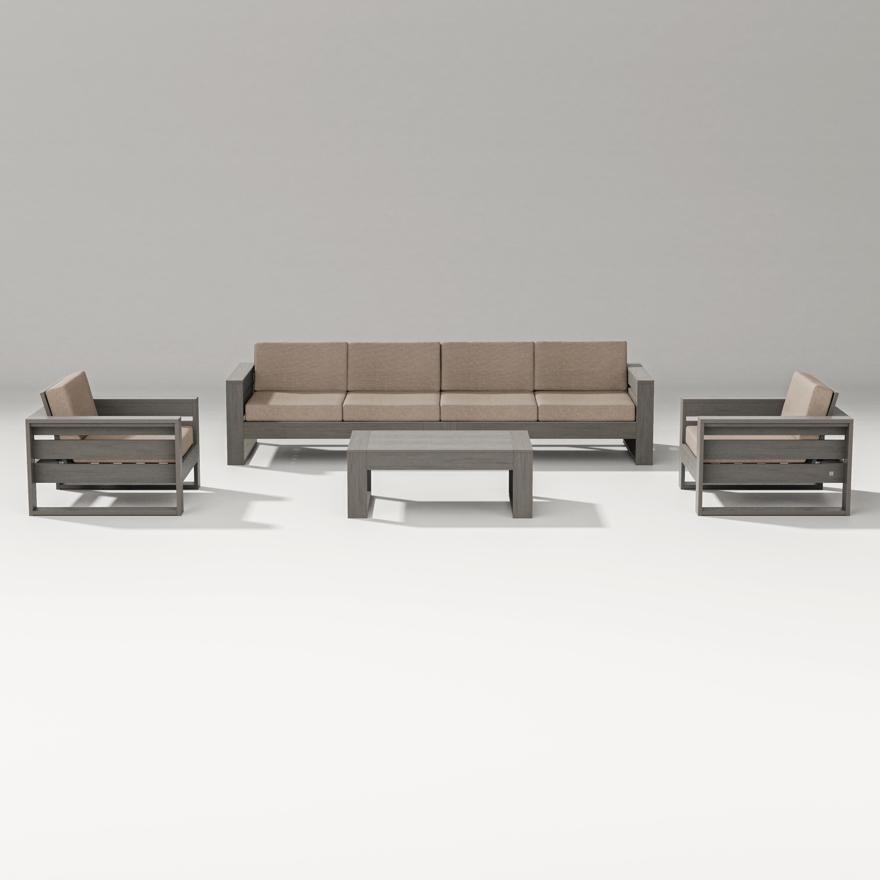 Latitude 5-Piece Lounge Sofa Set in Driftwood / Spiced Burlap