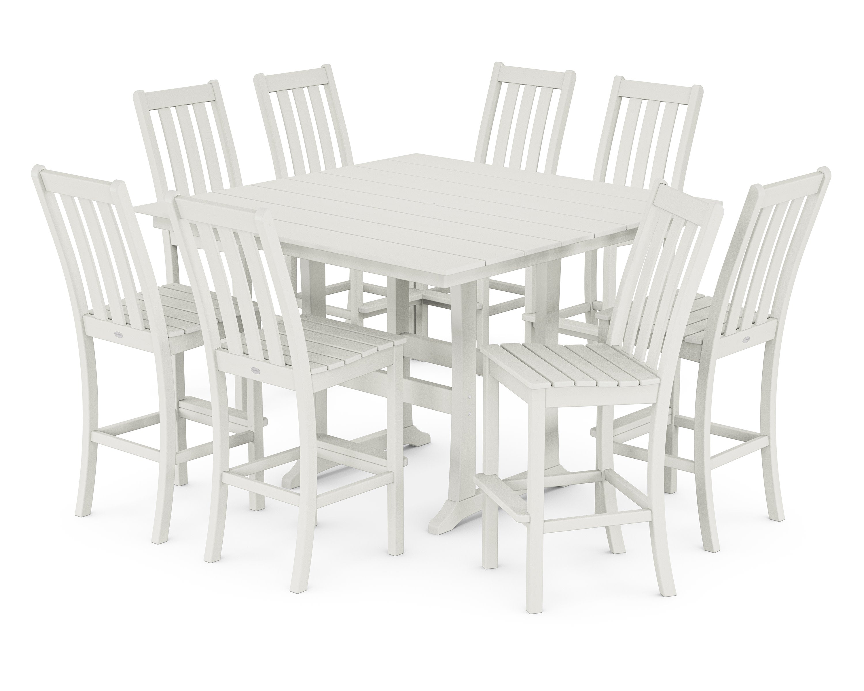 Vineyard 9-Piece Farmhouse Trestle Bar Set in Vintage White