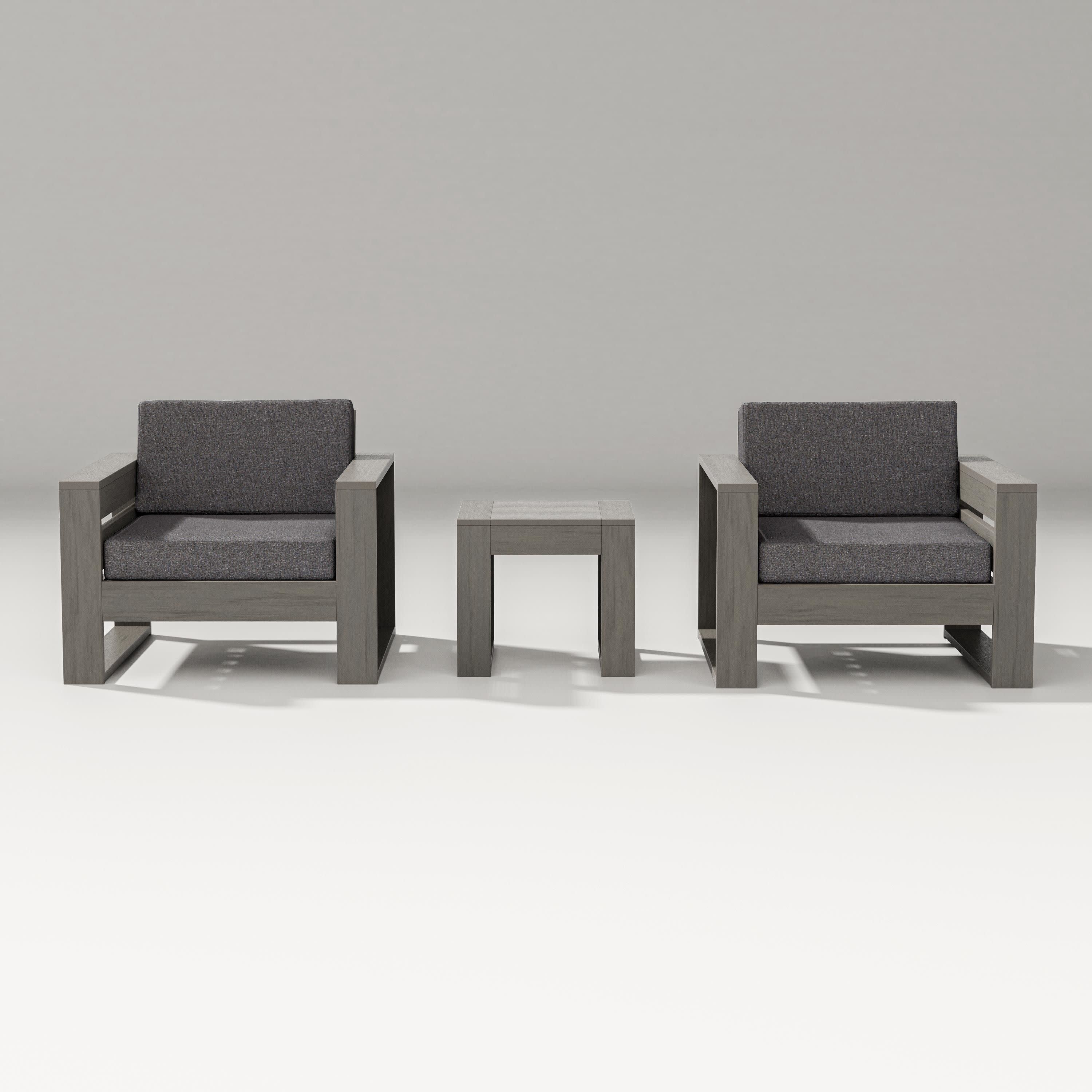 Latitude 3-Piece Lounge Chair Set in Driftwood / Ash Charcoal