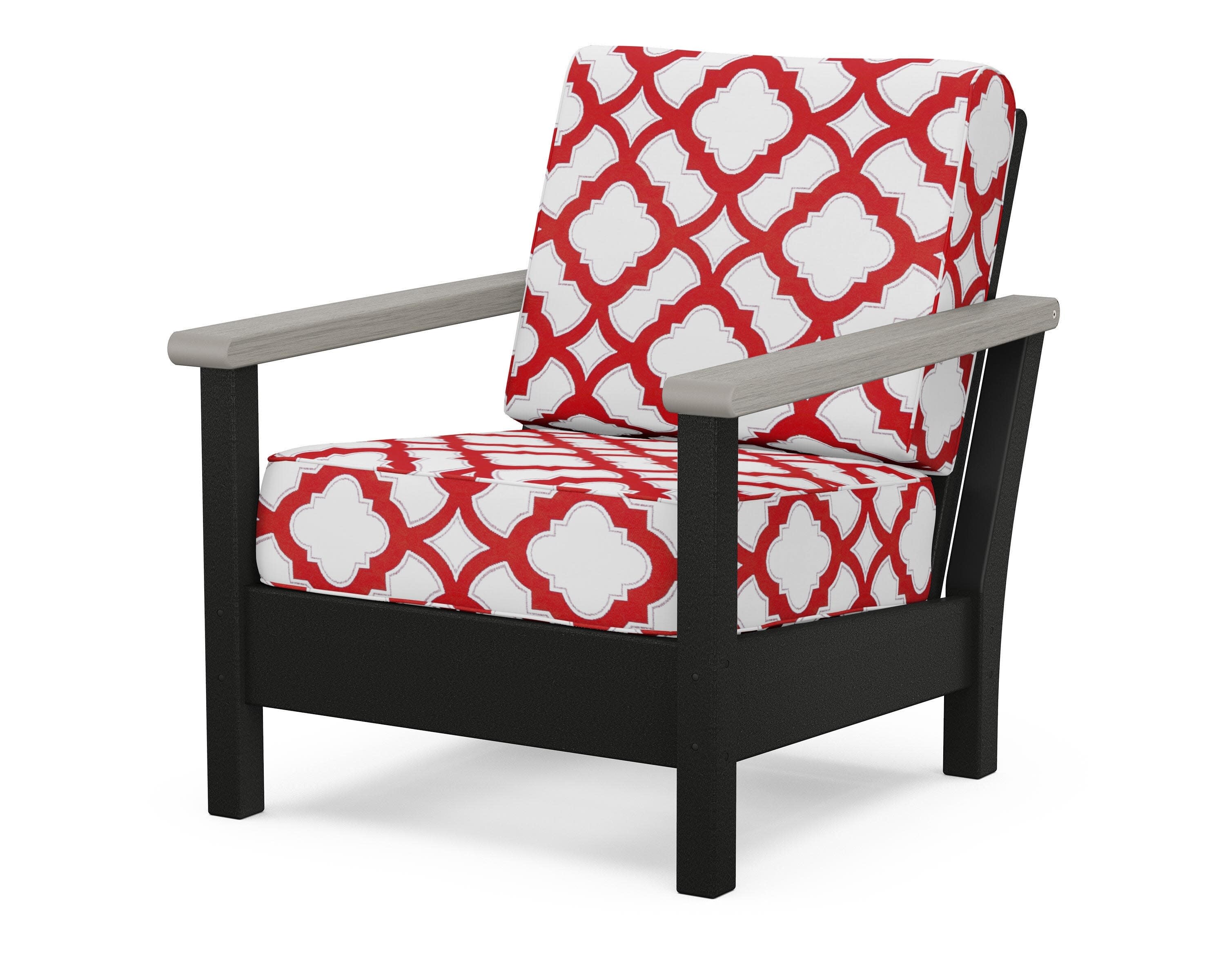 Harbour Deep Seating Chair in Black / Driftwood / Trellis Crimson