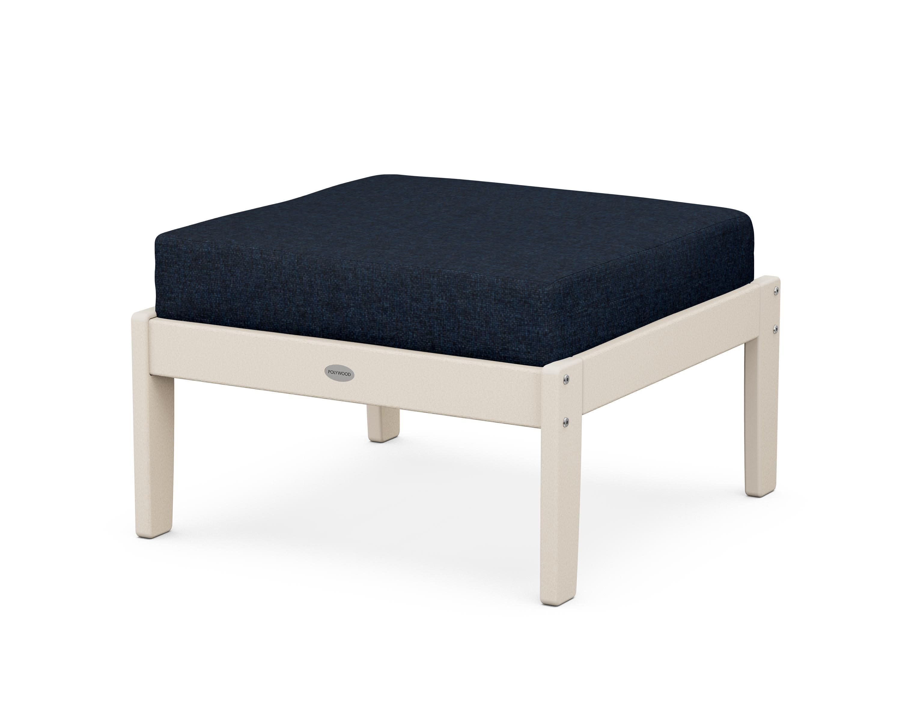 Braxton Deep Seating Ottoman in Sand / Marine Indigo