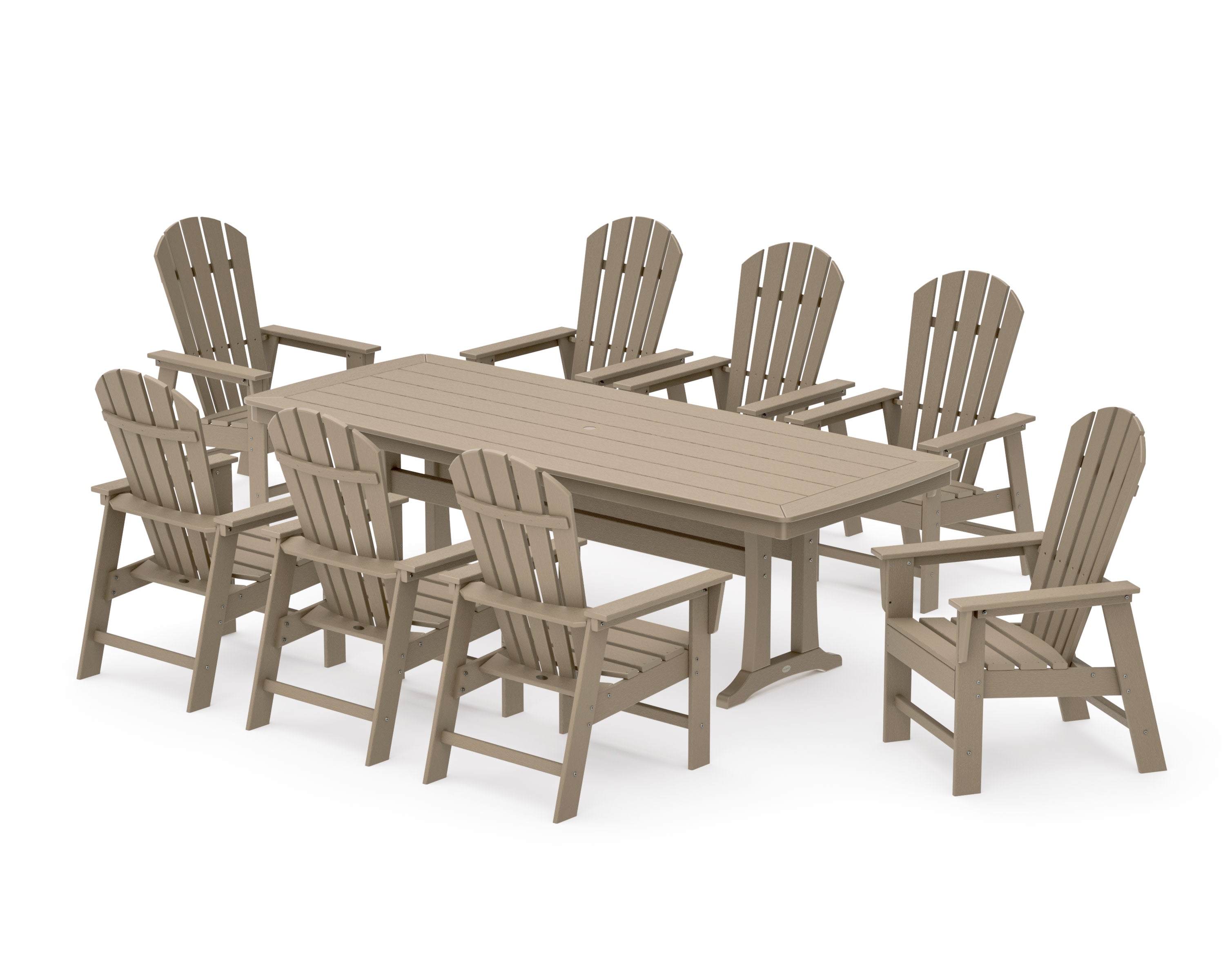 South Beach 9-Piece Dining Set with Trestle Legs in Vintage Sahara