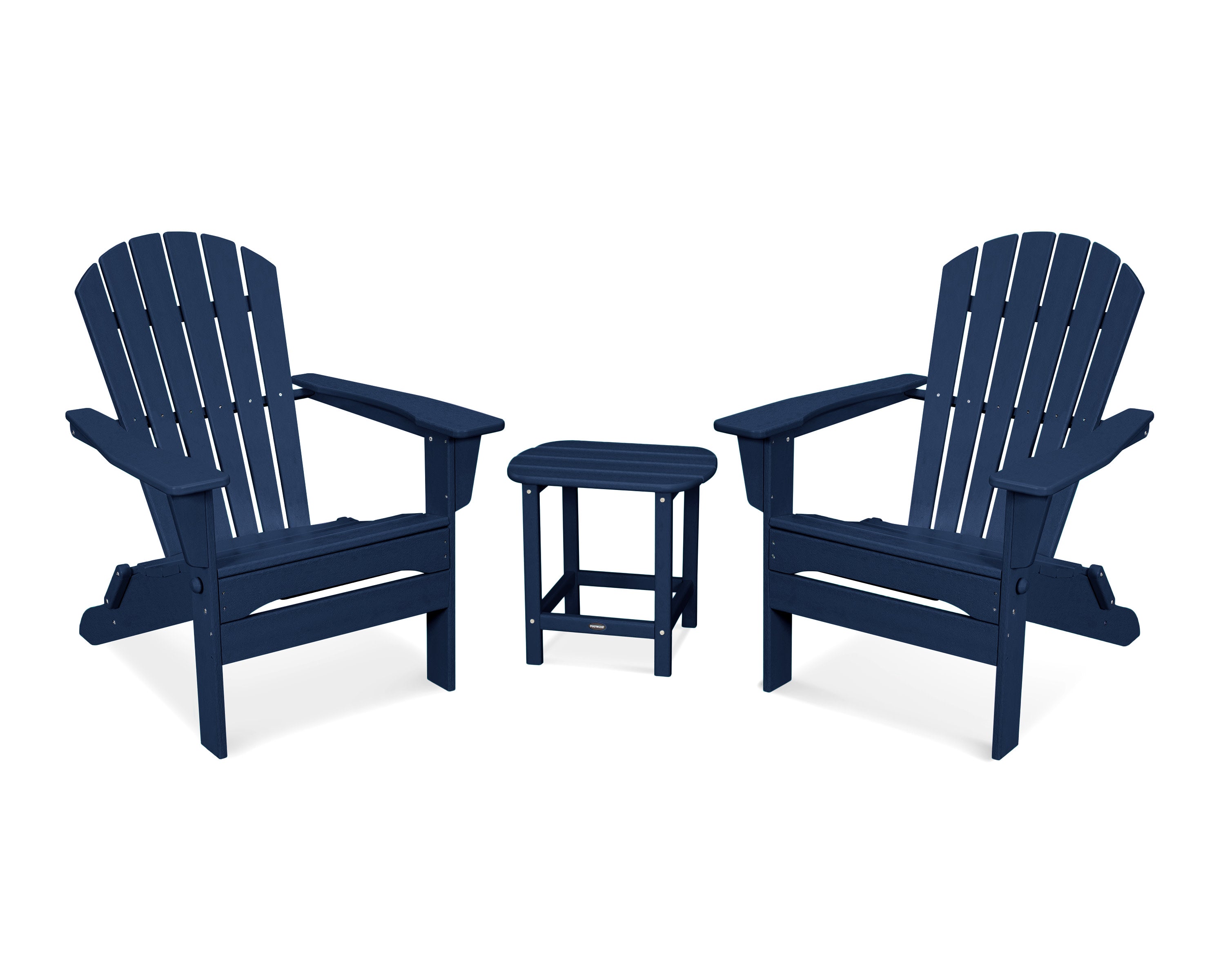 South Beach 3-Piece Folding Adirondack Set in Navy