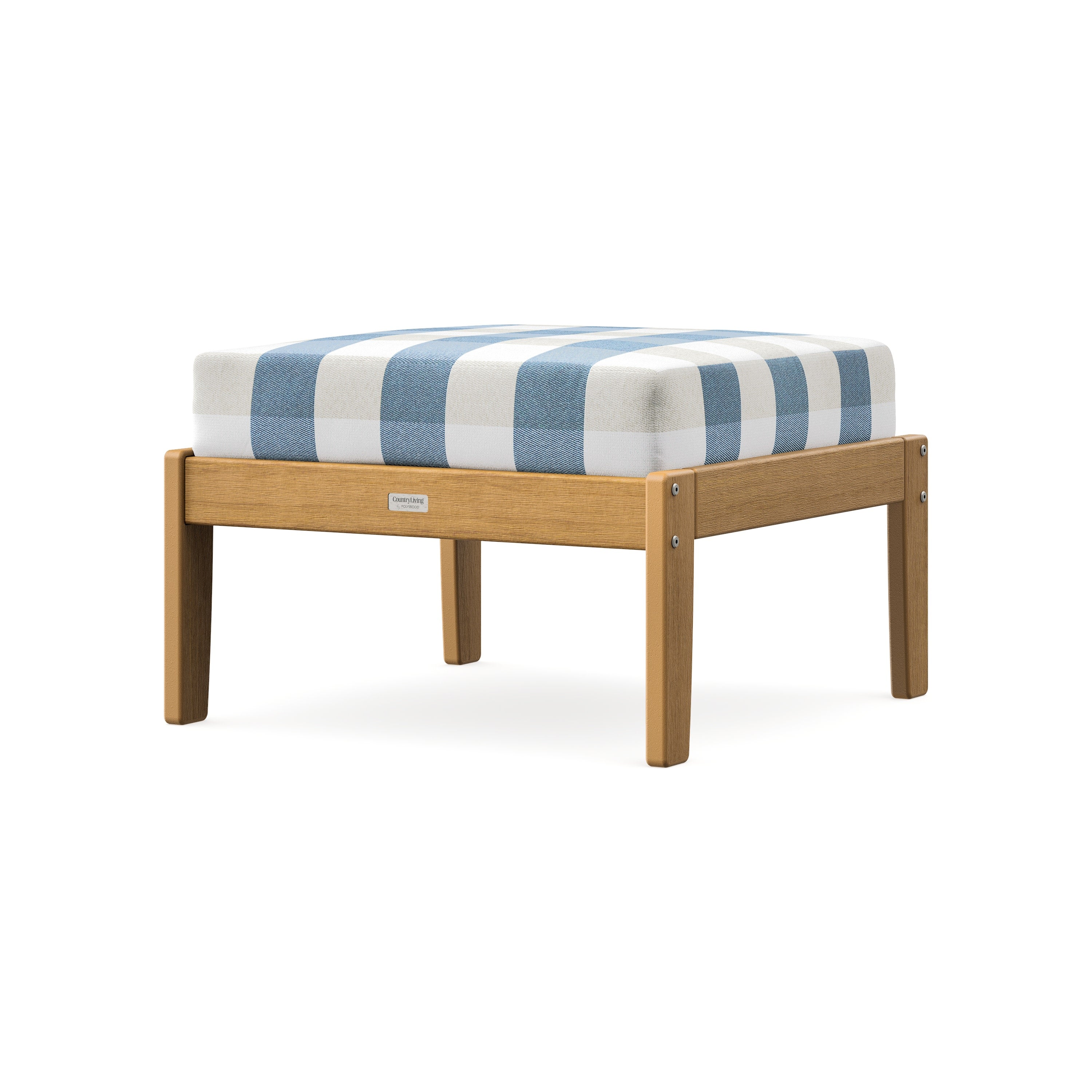 Cottage Deep Seating Ottoman in Natural / Buffalo Plaid Sky Blue