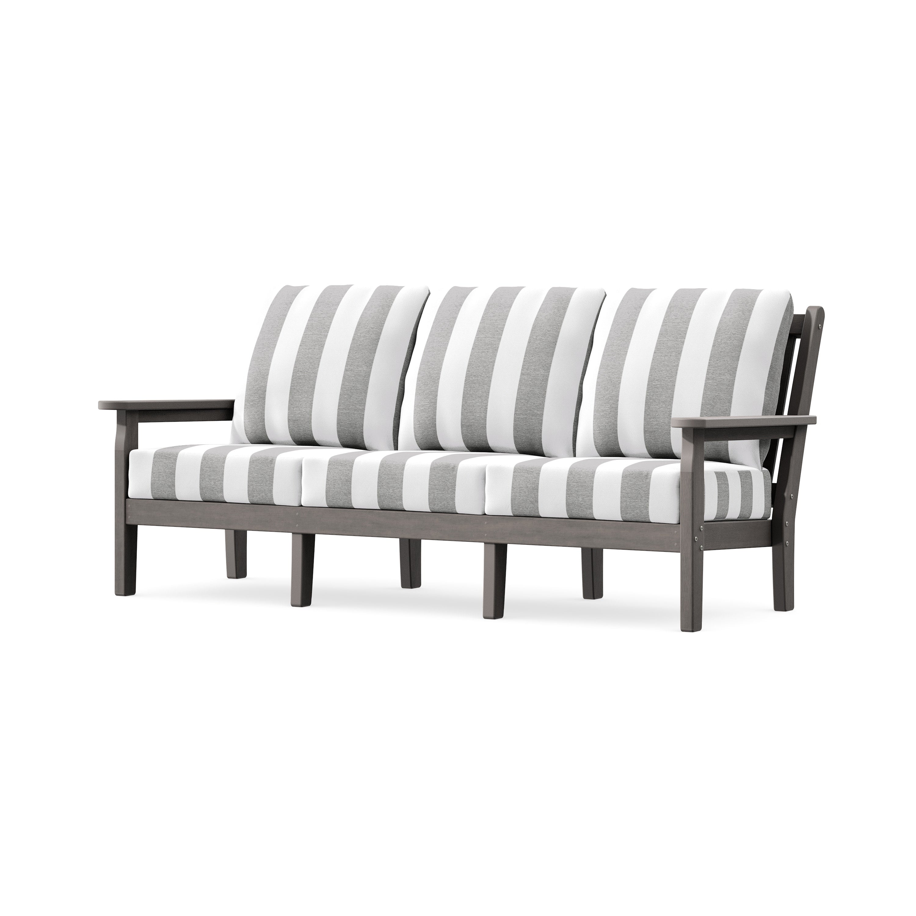 Chippendale Deep Seating Sofa in Driftwood / Cabana Stripe Grey Mist