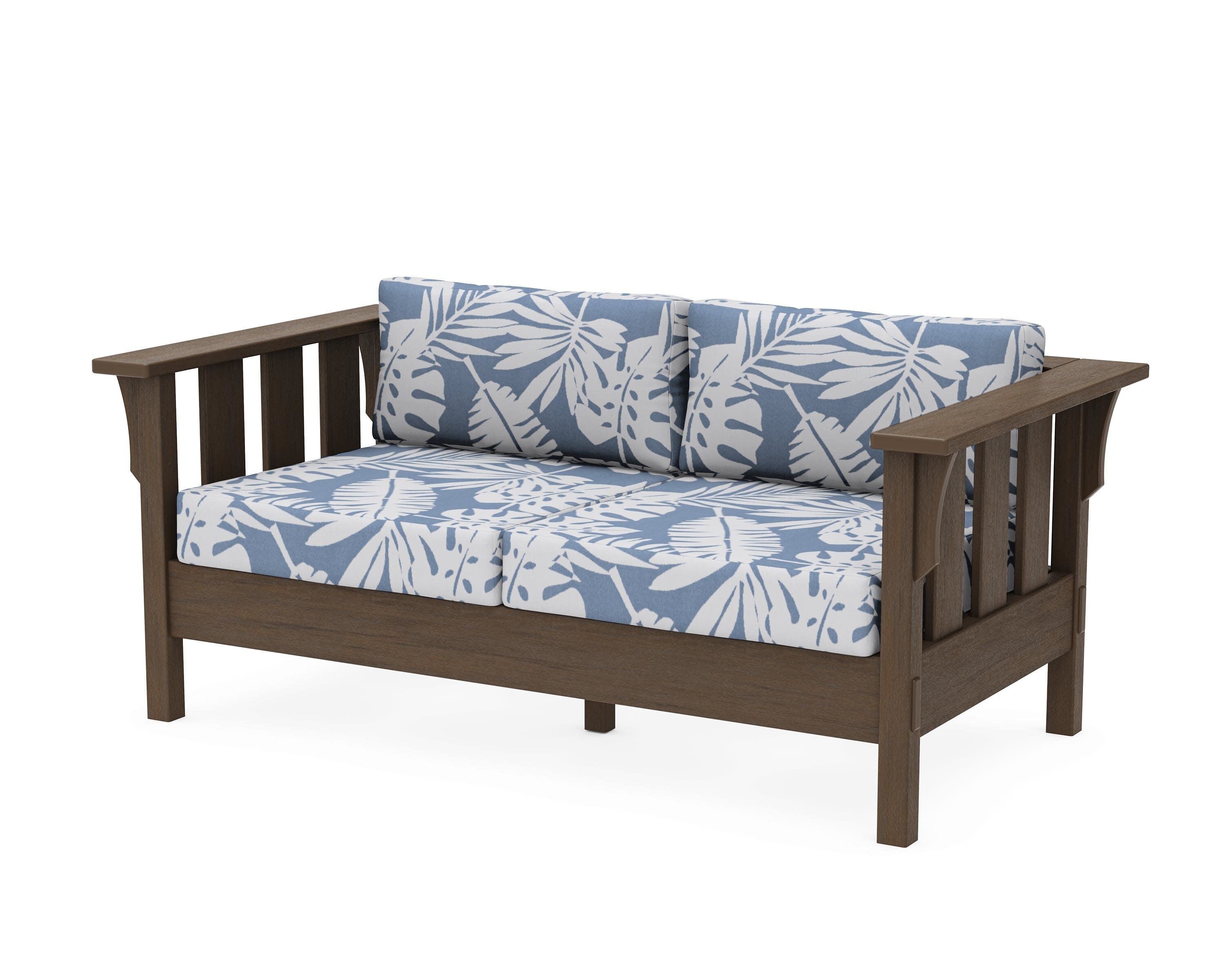 Acadia Deep Seating Loveseat in Kona / Leaf Sky Blue