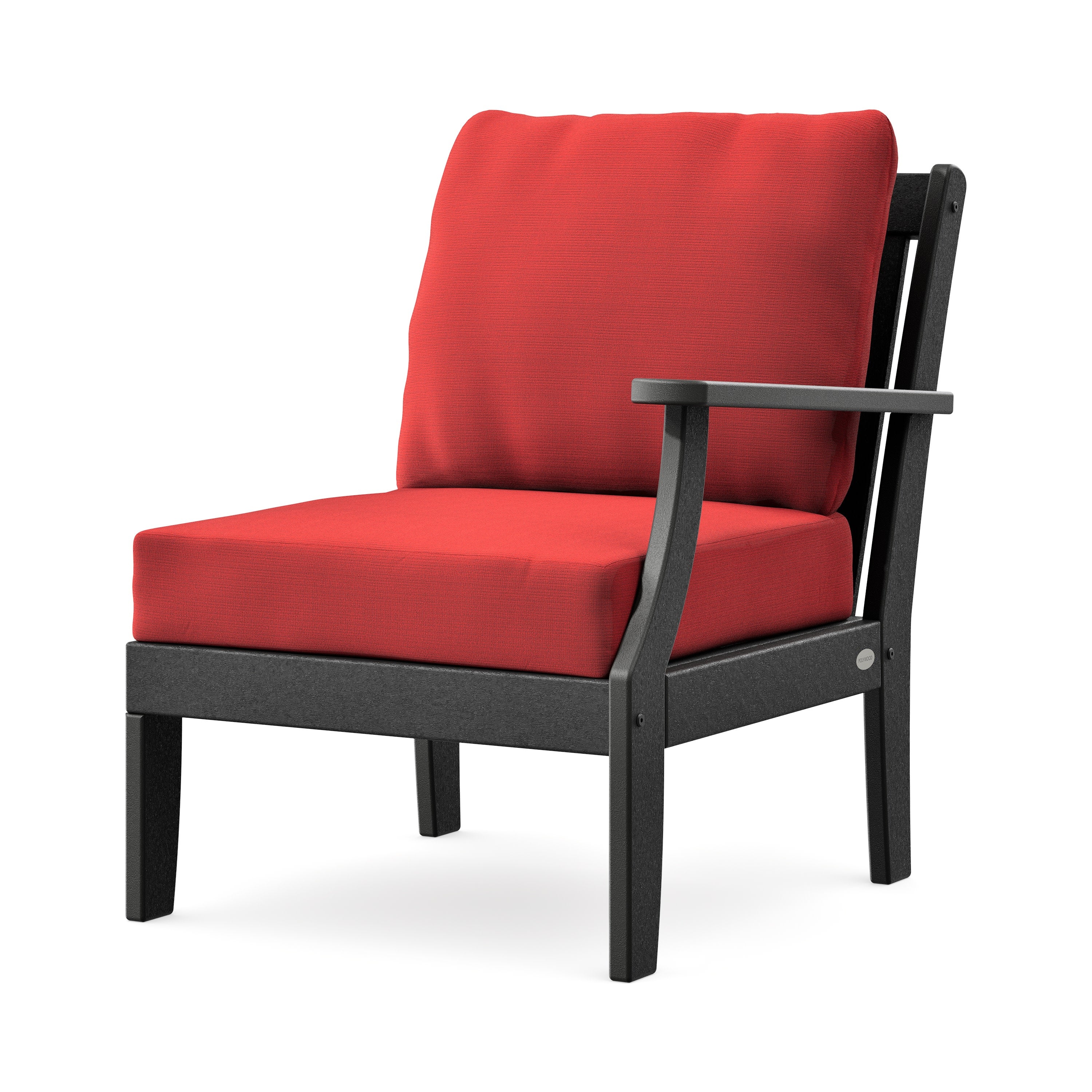 Braxton Modular Right Arm Chair in Black / Crimson Linen