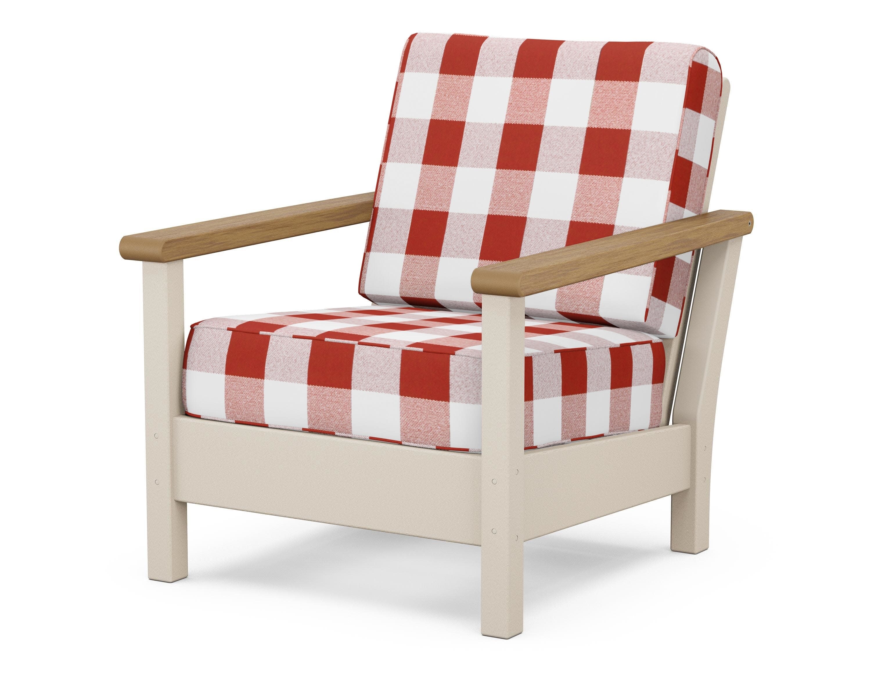 Harbour Deep Seating Chair in Sand / Natural / Buffalo Plaid Crimson