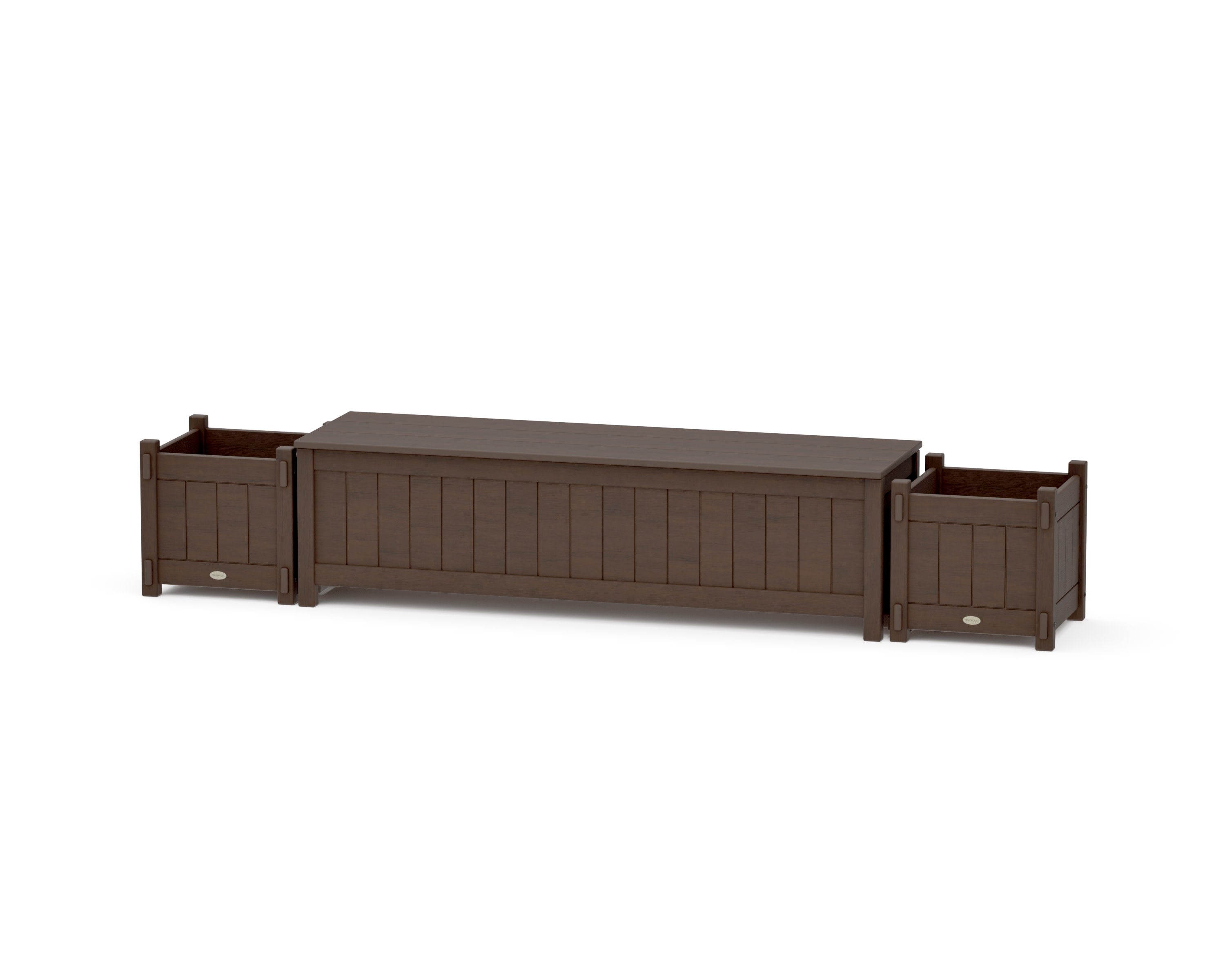 60" Vineyard Straight Planter Storage Bench Set in Kona