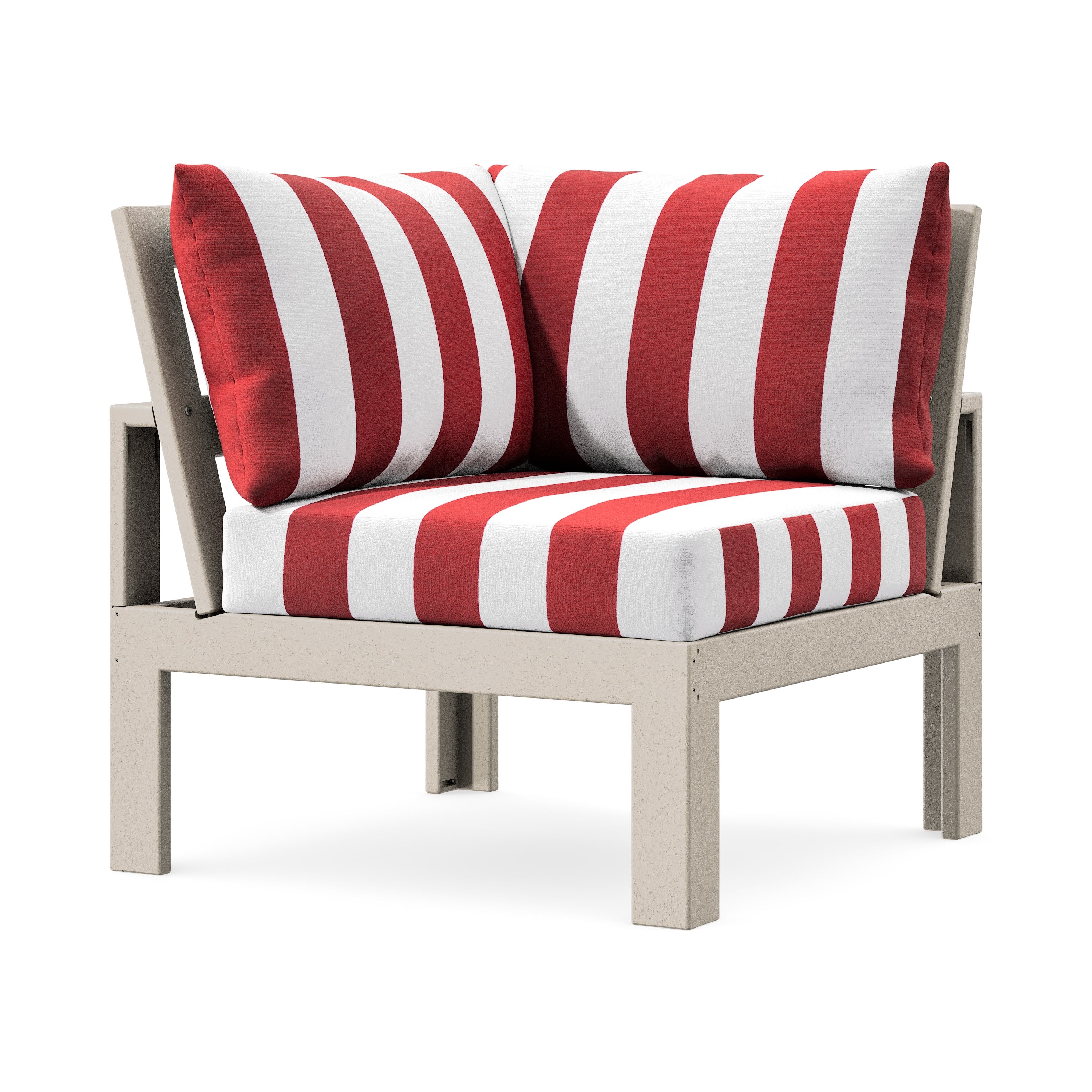 Modular Corner Chair in Sand / Cabana Stripe Crimson