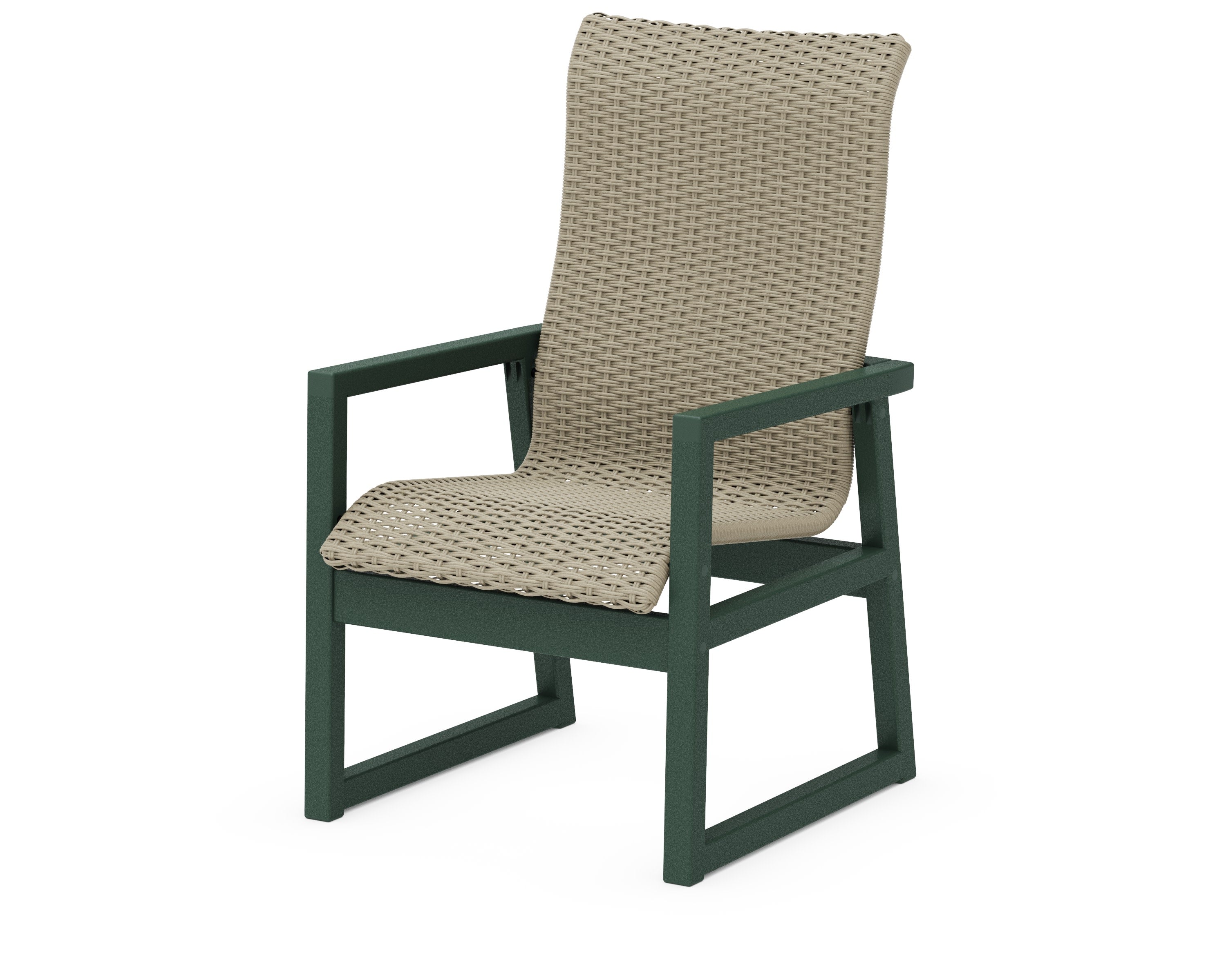 EDGE Woven High-Back Dining Arm Chair in Green / Dune Grass