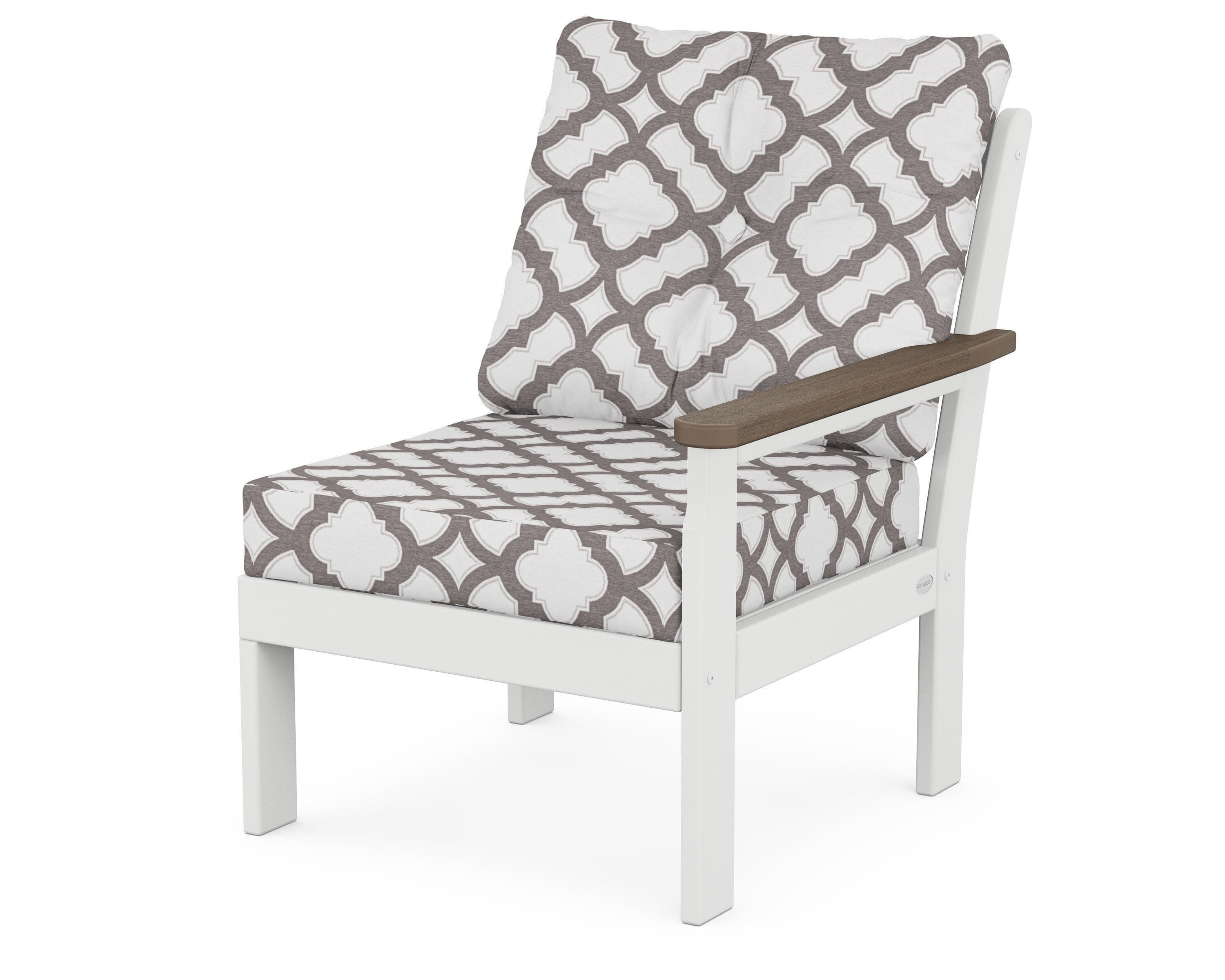 Vineyard Modular Right Arm Chair in White / Kona / Trellis Grey Mist