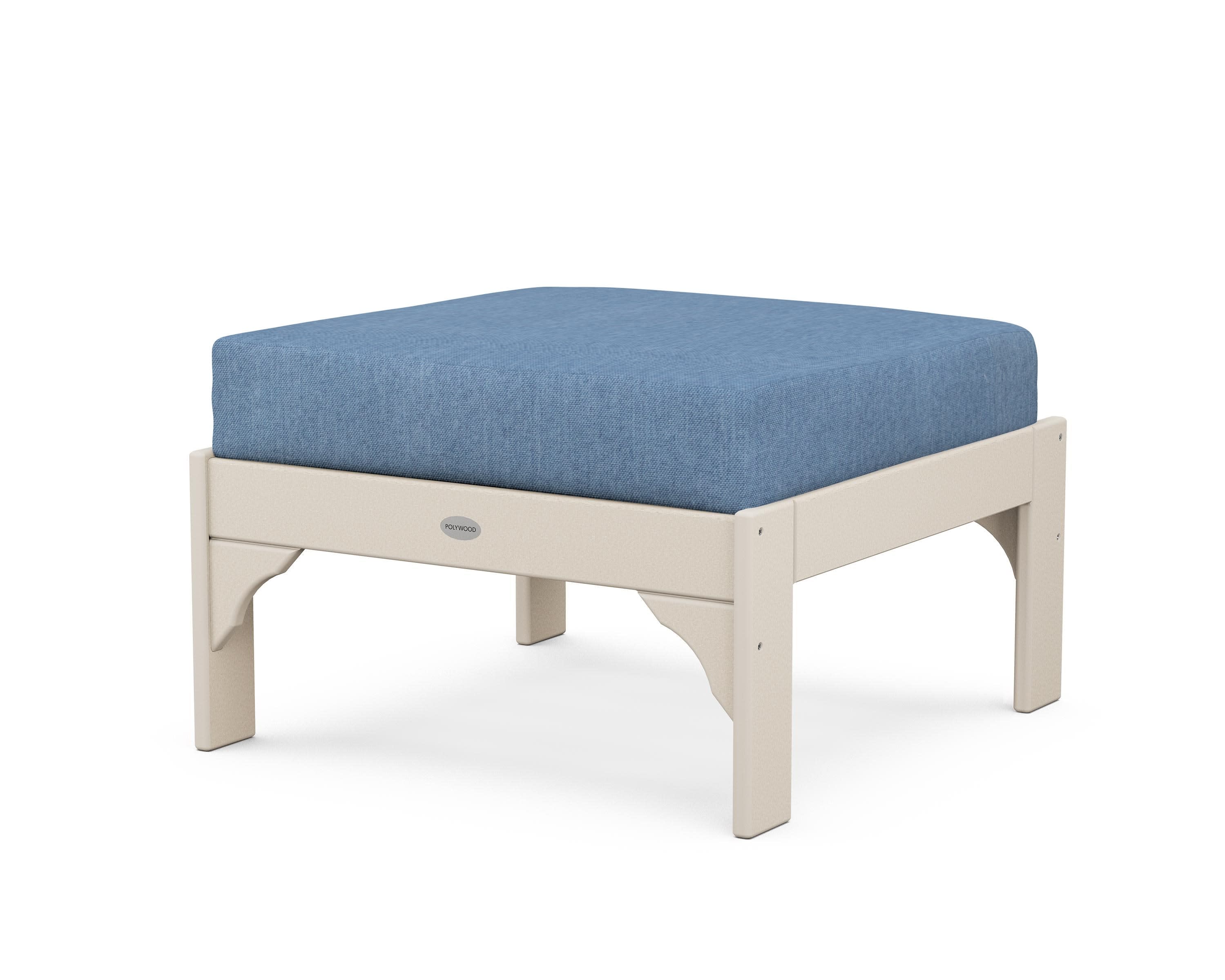Vineyard Deep Seating Ottoman in Sand / Sky Blue