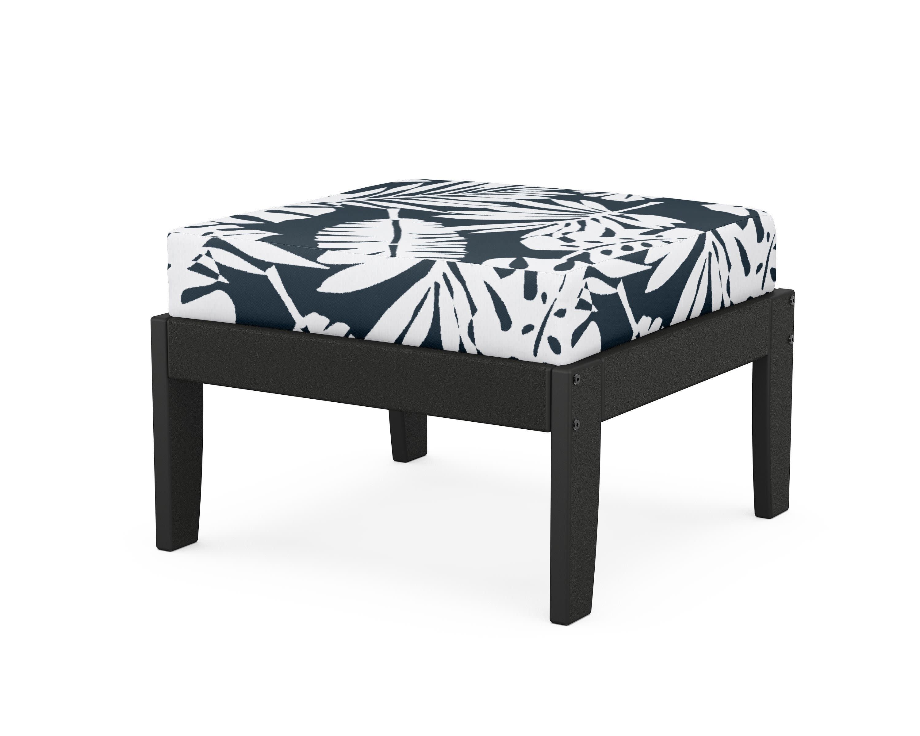 Modular Ottoman - Classic in Black / Leaf Marine Indigo