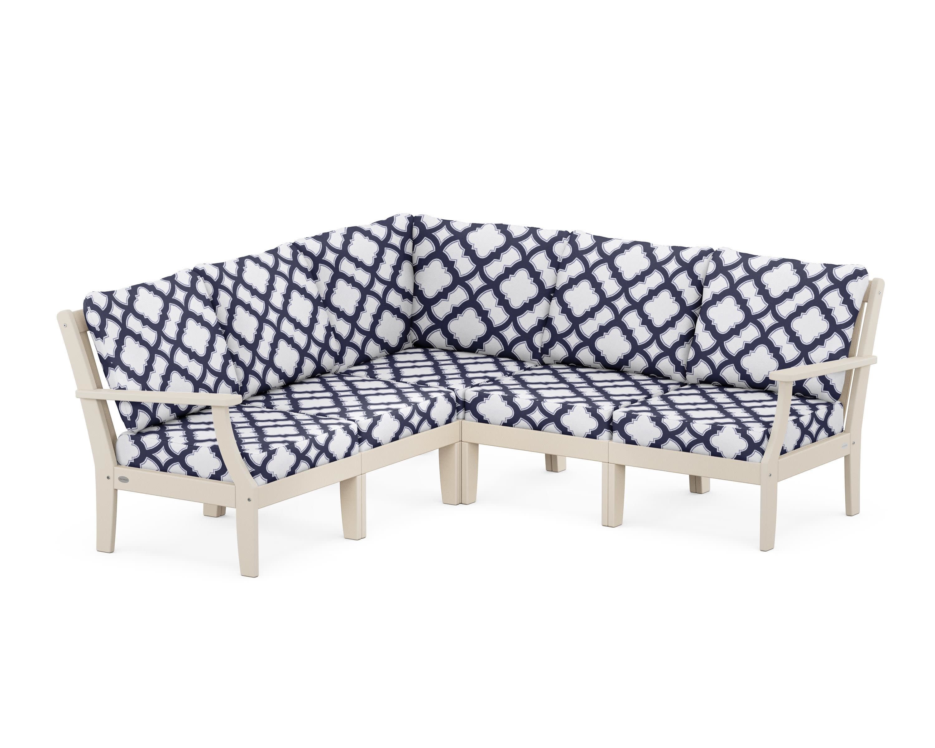 Braxton Modular 5-Piece Deep Seating Set in Sand / Trellis Navy