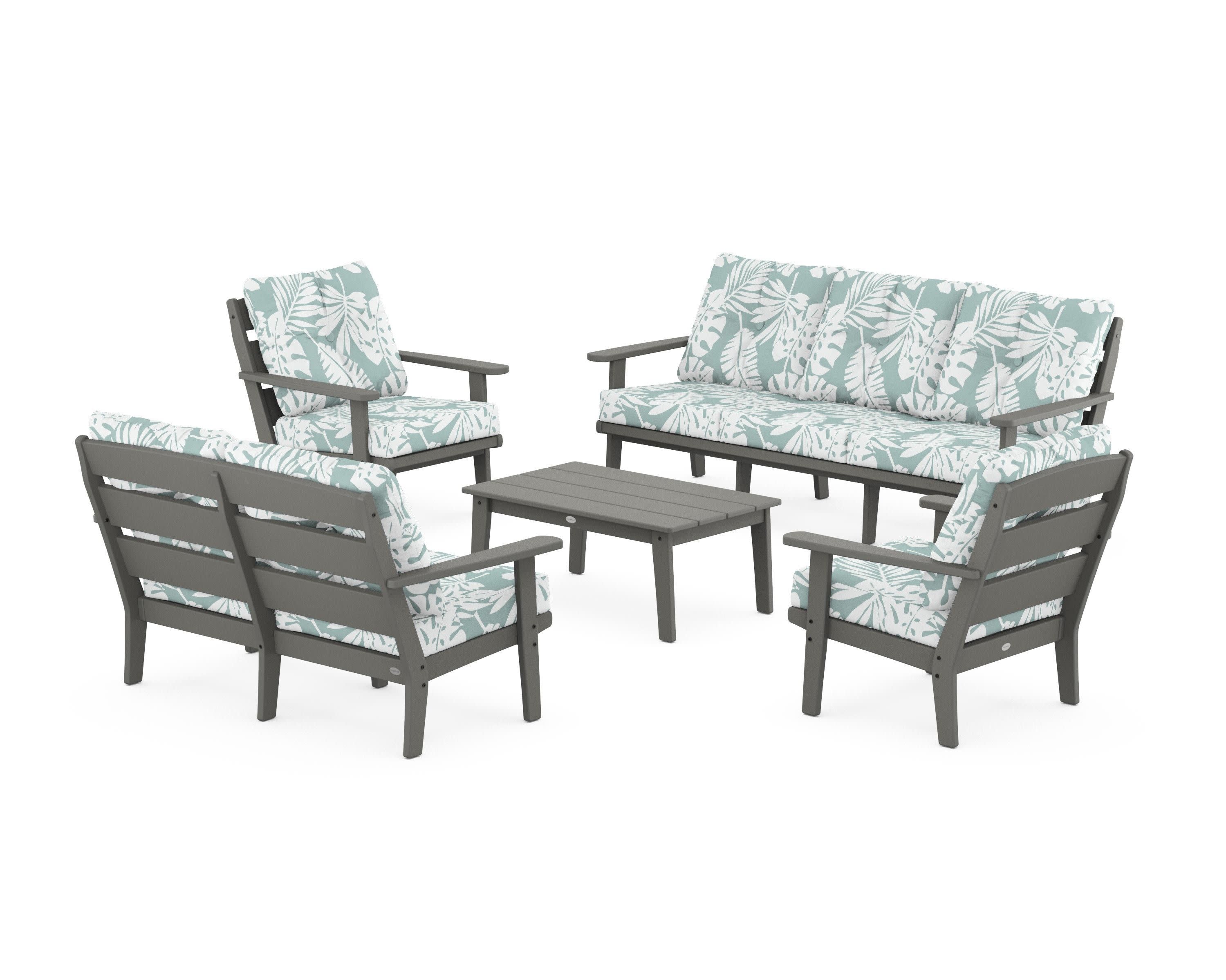 Lakeside 5-Piece Lounge Sofa Set in Slate Grey / Leaf Glacier Spa