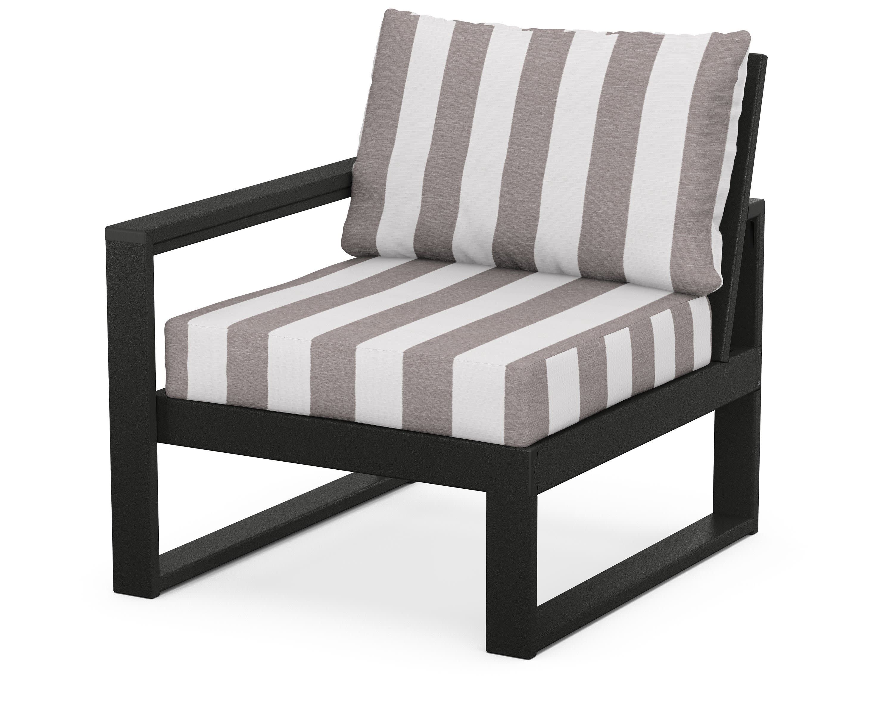 EDGE Modular Left Arm Chair in Black / Cabana Stripe Grey Mist