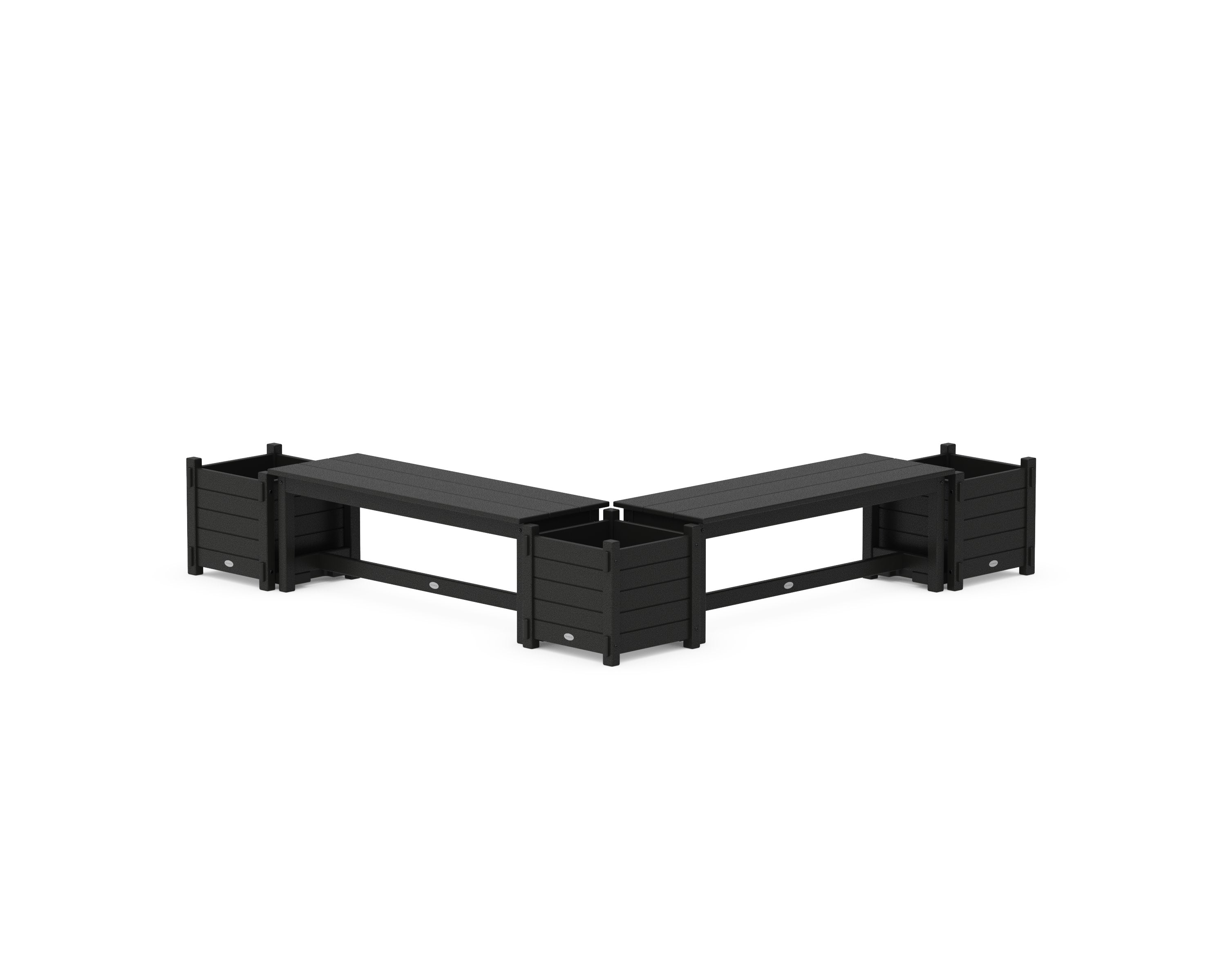 48" Nautical L- Shaped Planter Bench Corner Set in Black