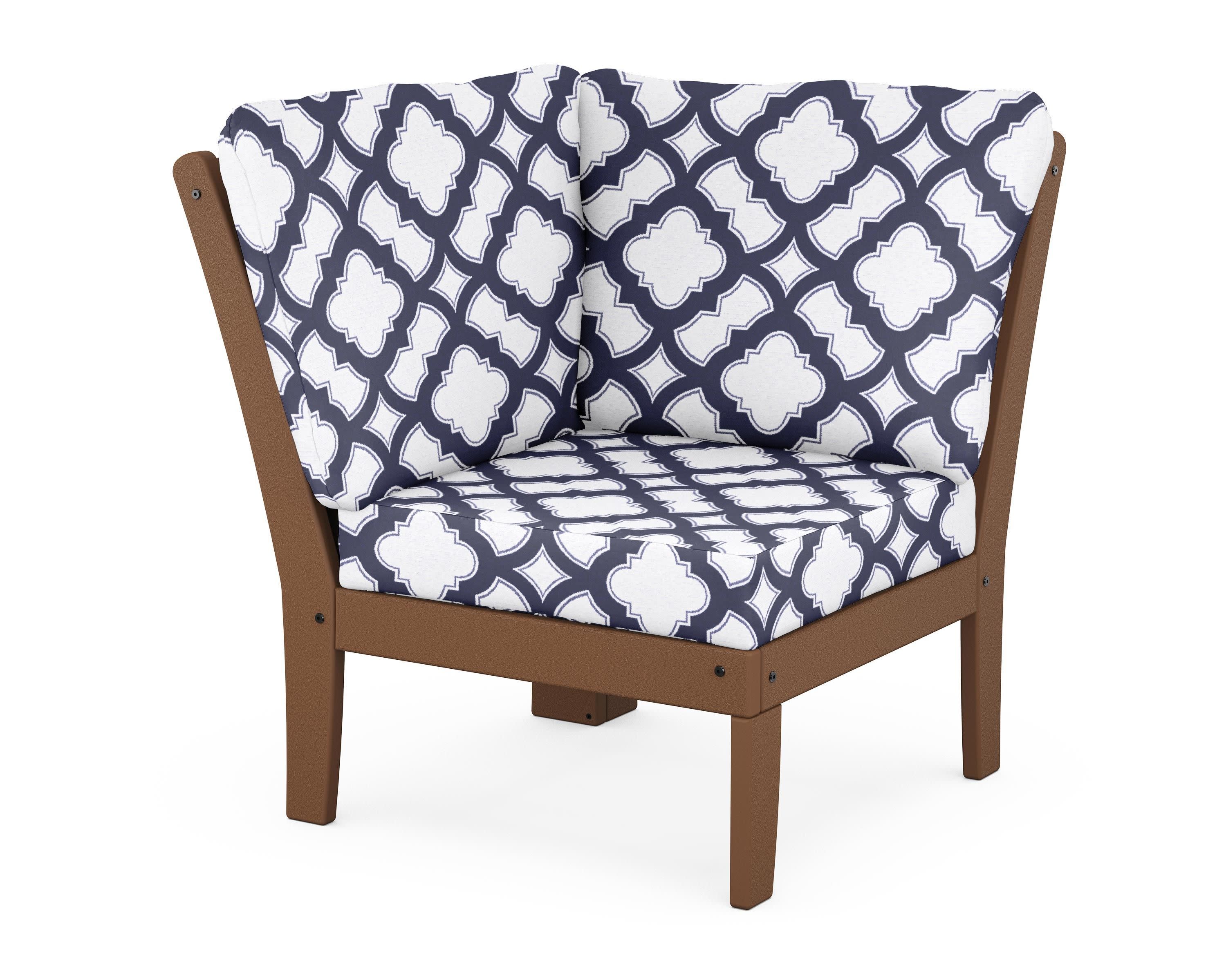 Braxton Modular Corner Chair in Teak / Trellis Navy