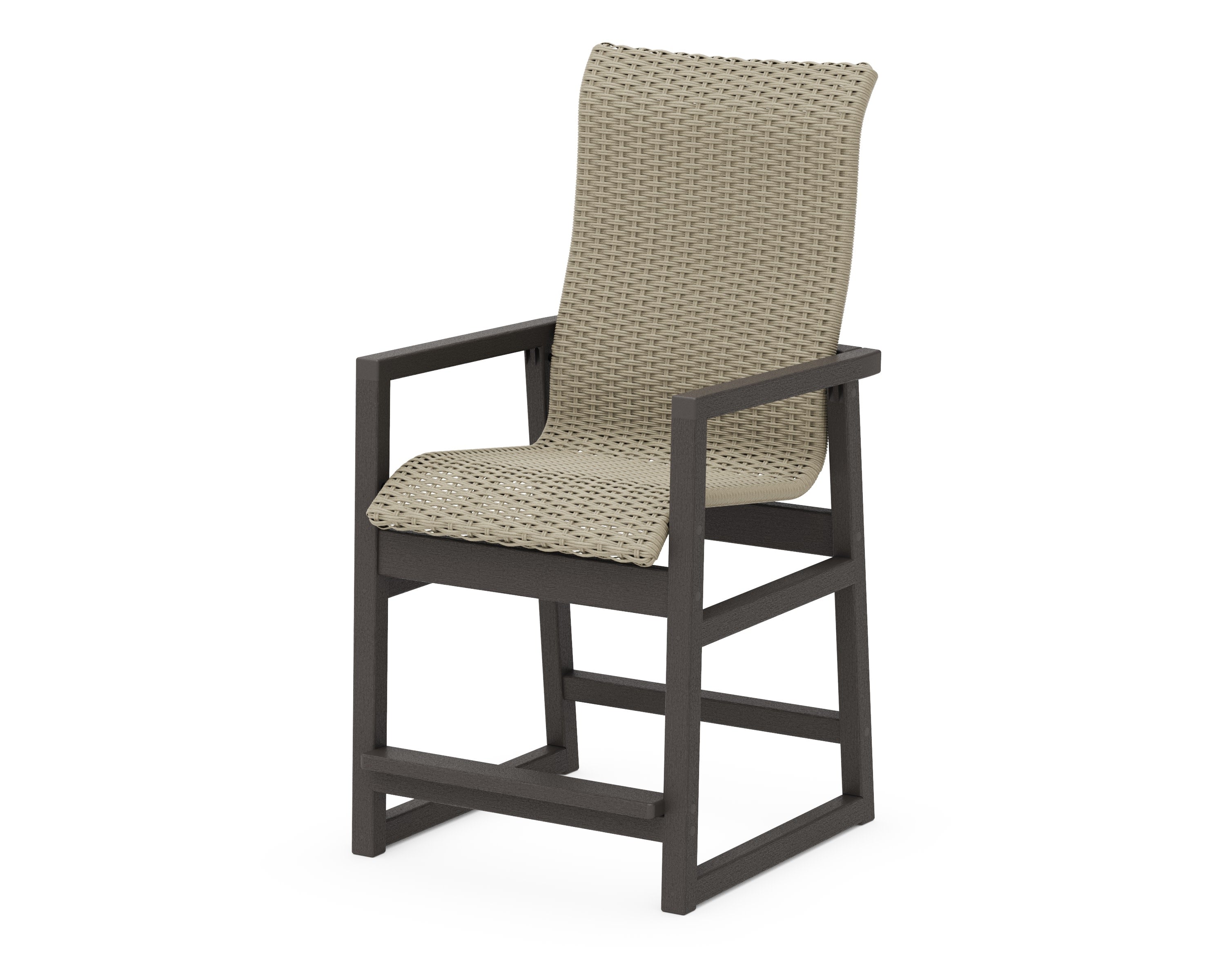 EDGE Woven High-Back Counter Arm Chair in Vintage Coffee / Dune Grass