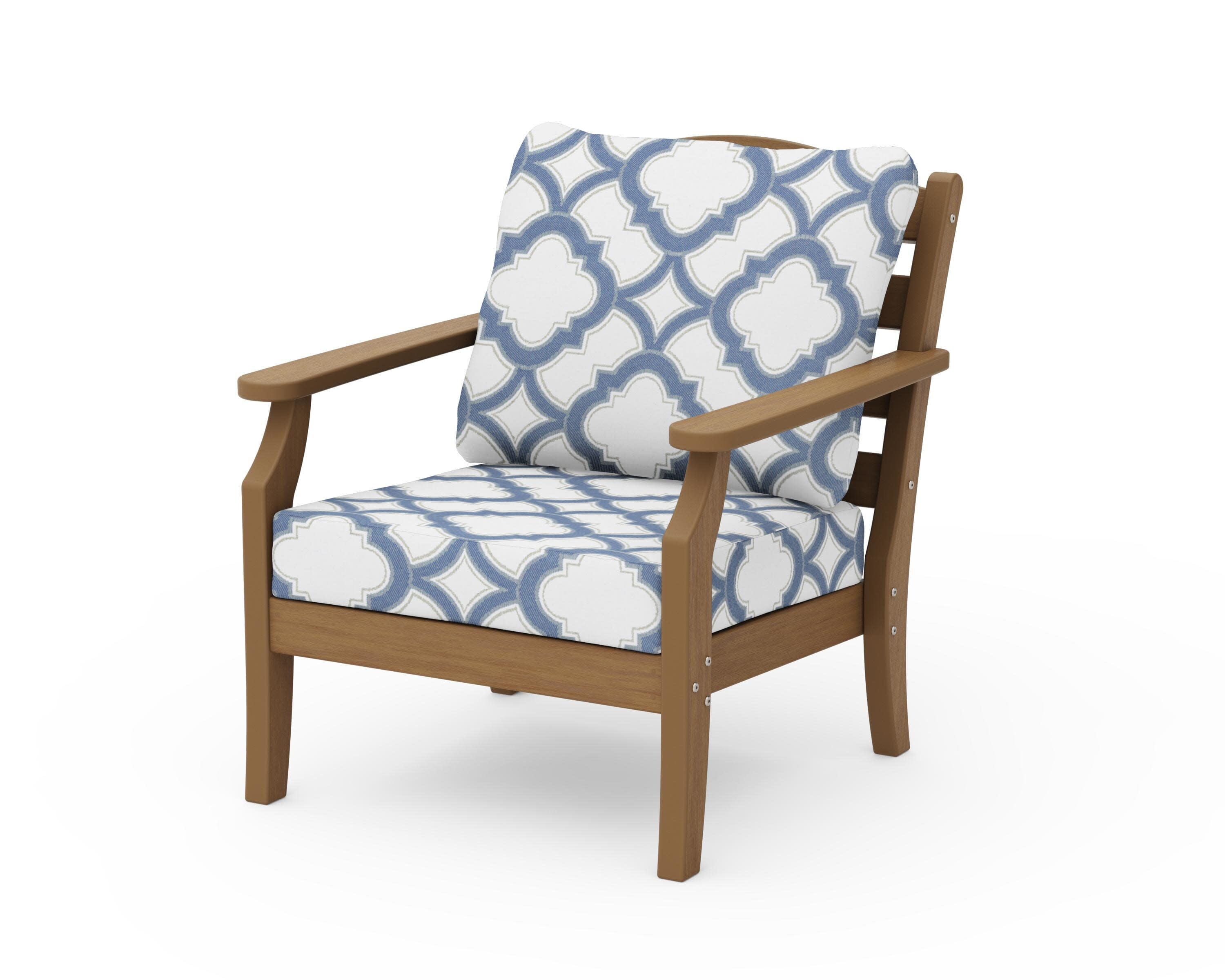 Savannah Deep Seating Chair in Natural / Trellis Sky Blue