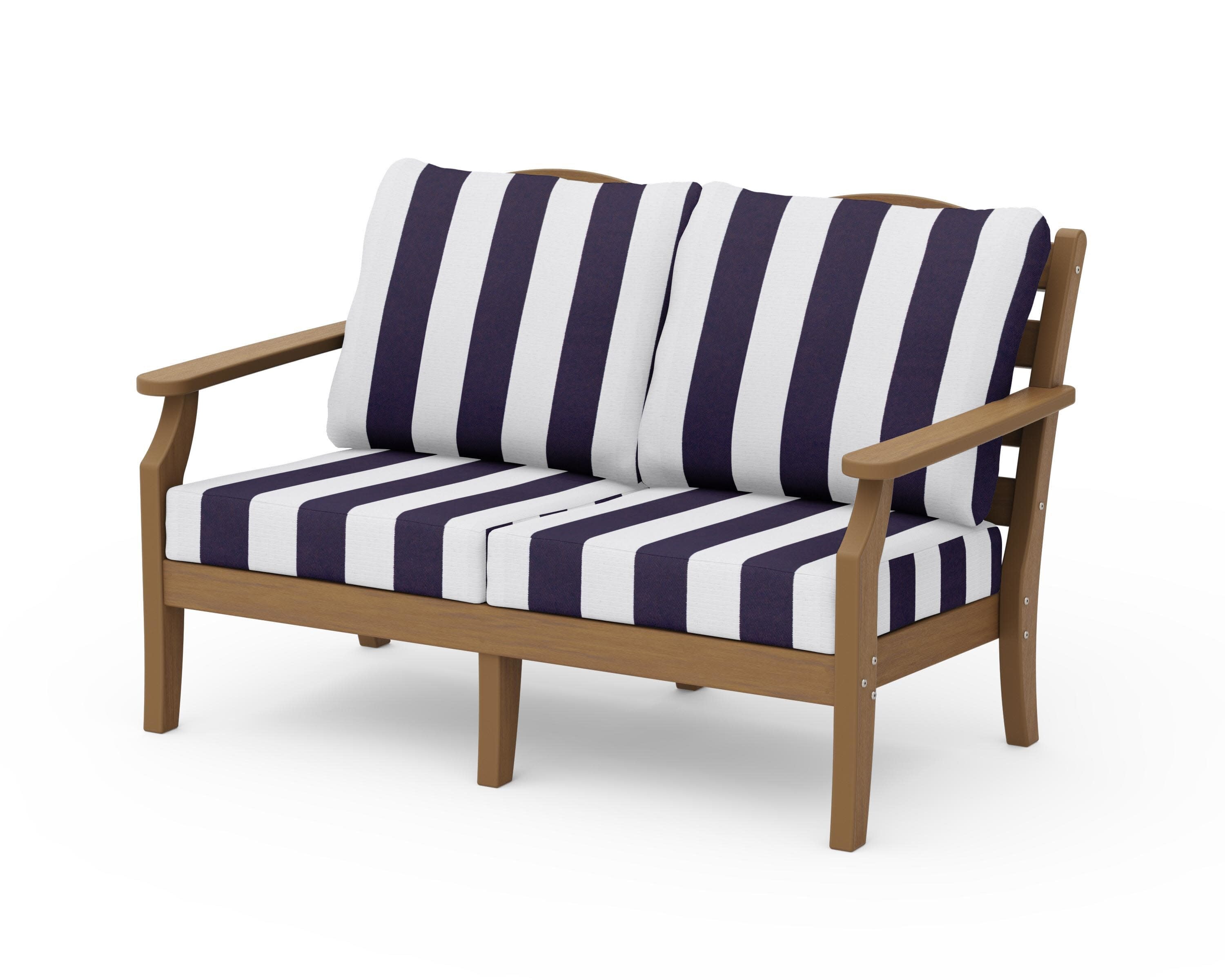 Savannah Deep Seating Loveseat in Natural / Cabana Stripe Navy