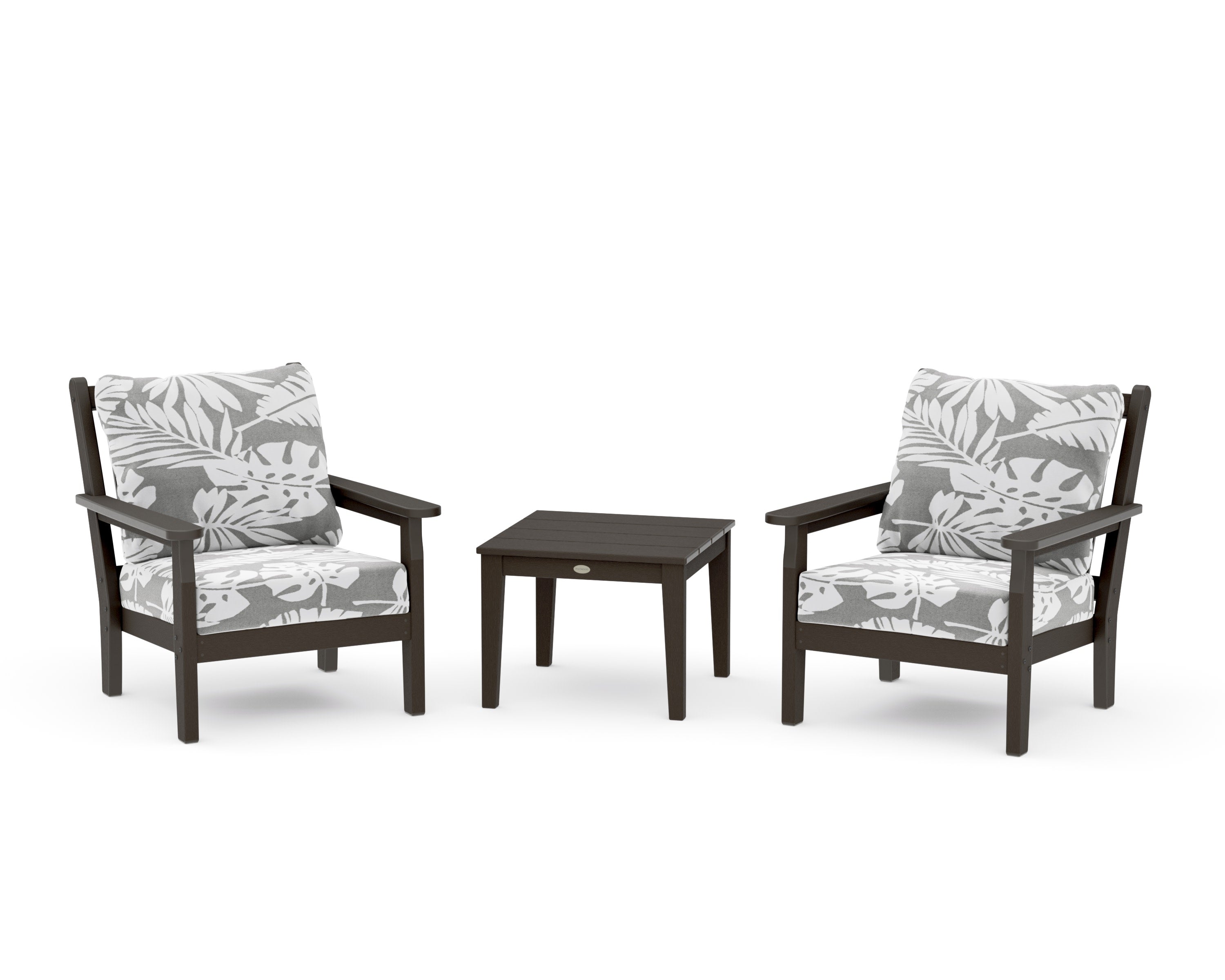 Chippendale 3-Piece Deep Seating Set in Vintage Coffee / Leaf Grey Mist