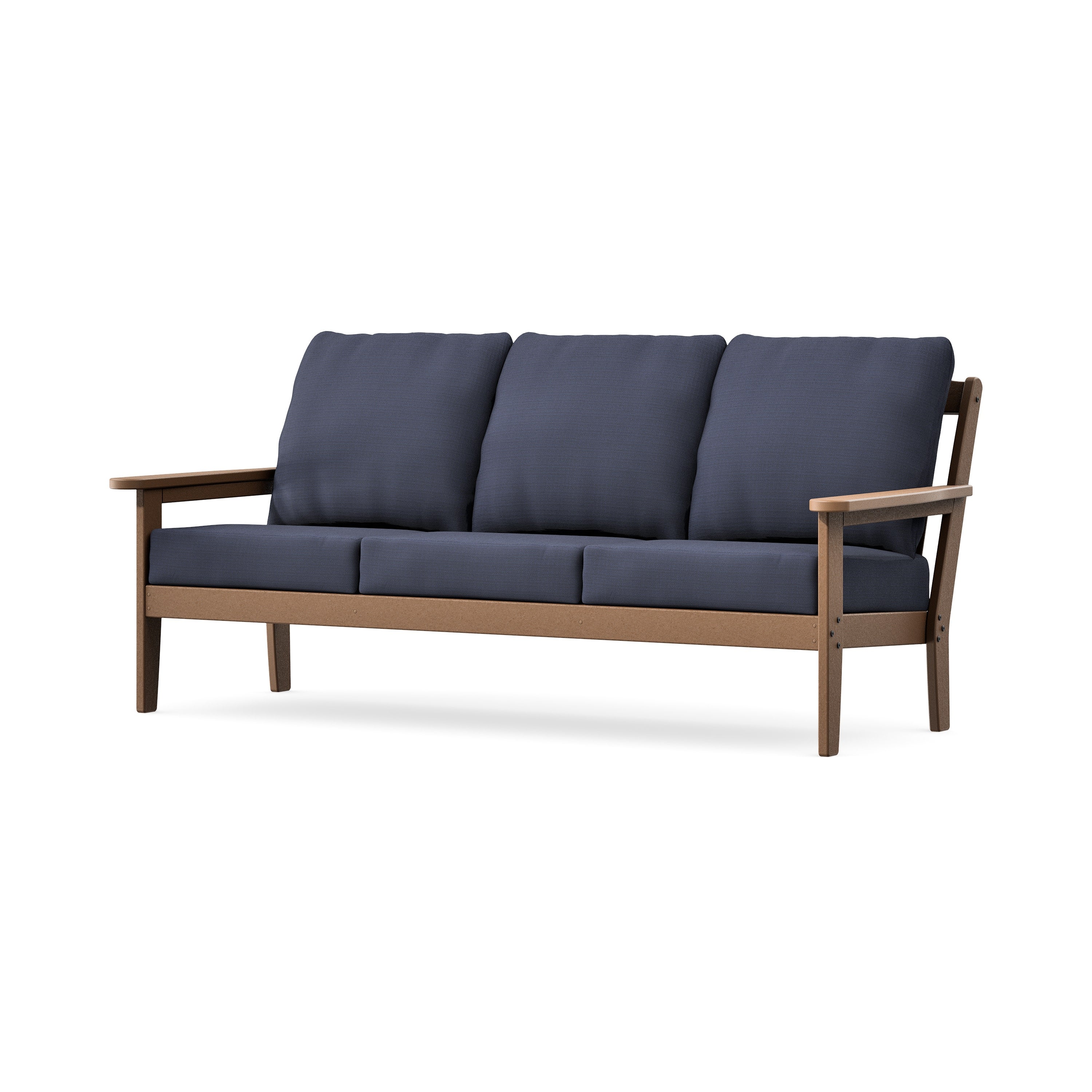 Cottage Deep Seating Sofa in Teak / Navy Linen