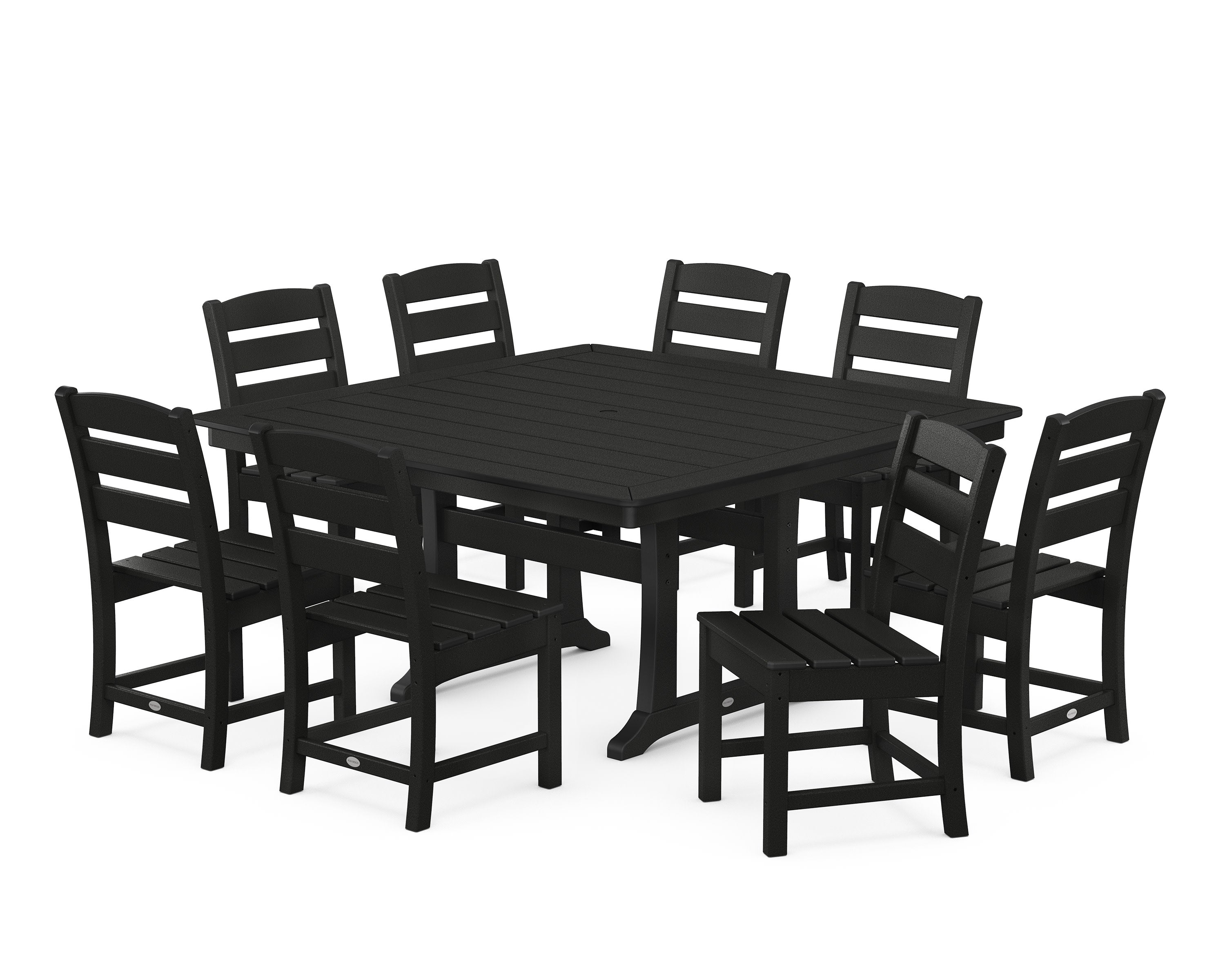 Lakeside 9-Piece Nautical Trestle Dining Set in Black