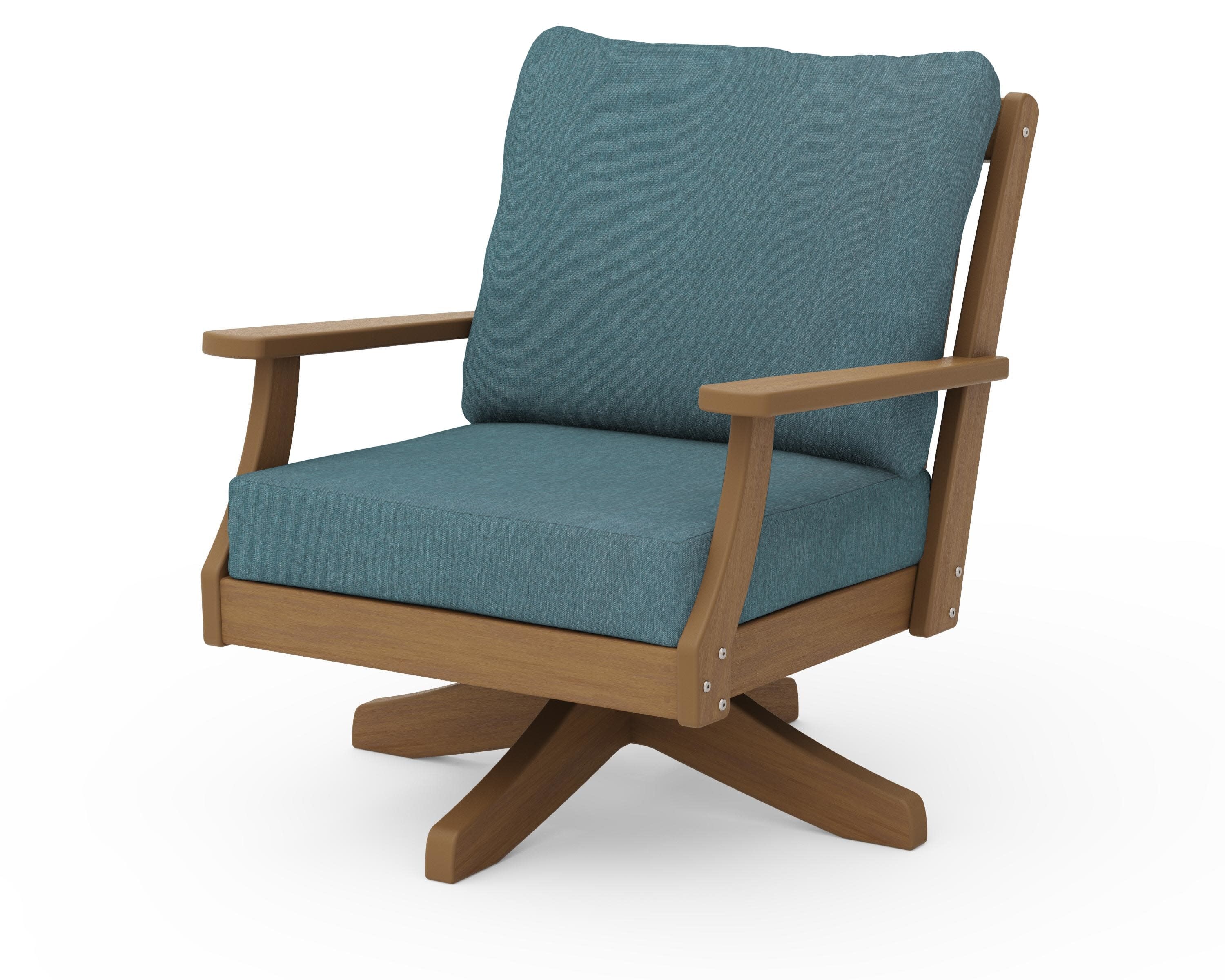 Braxton Deep Seating Swivel Chair in Natural / Ocean Teal