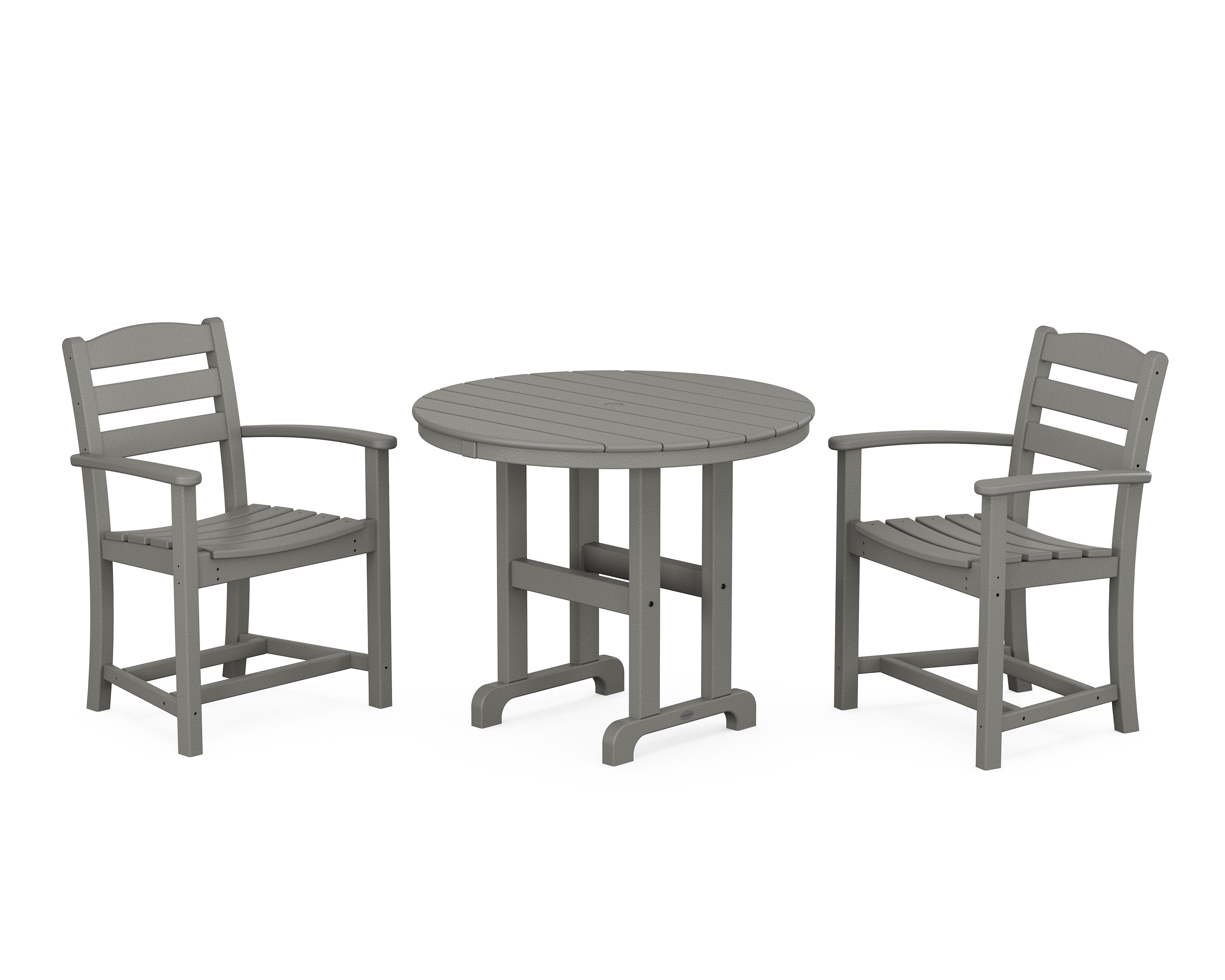 La Casa Caf 3-Piece Round Dining Set in Slate Grey