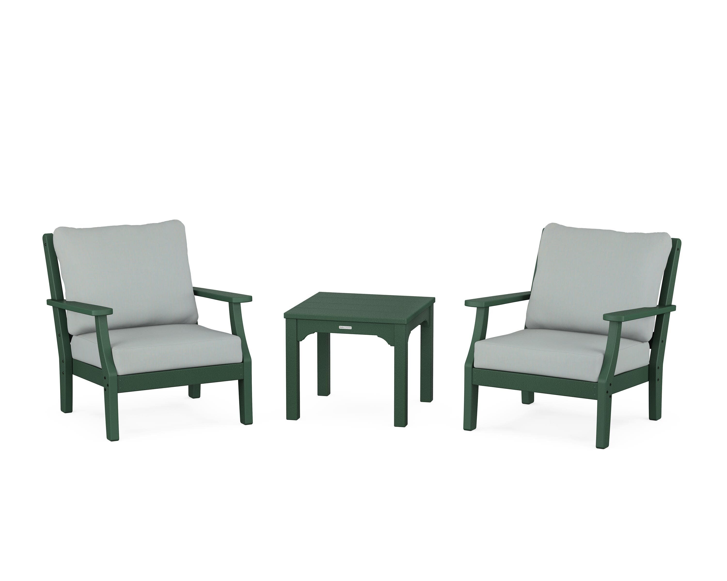 Chinoiserie 3-Piece Deep Seating Set in Green / Spa