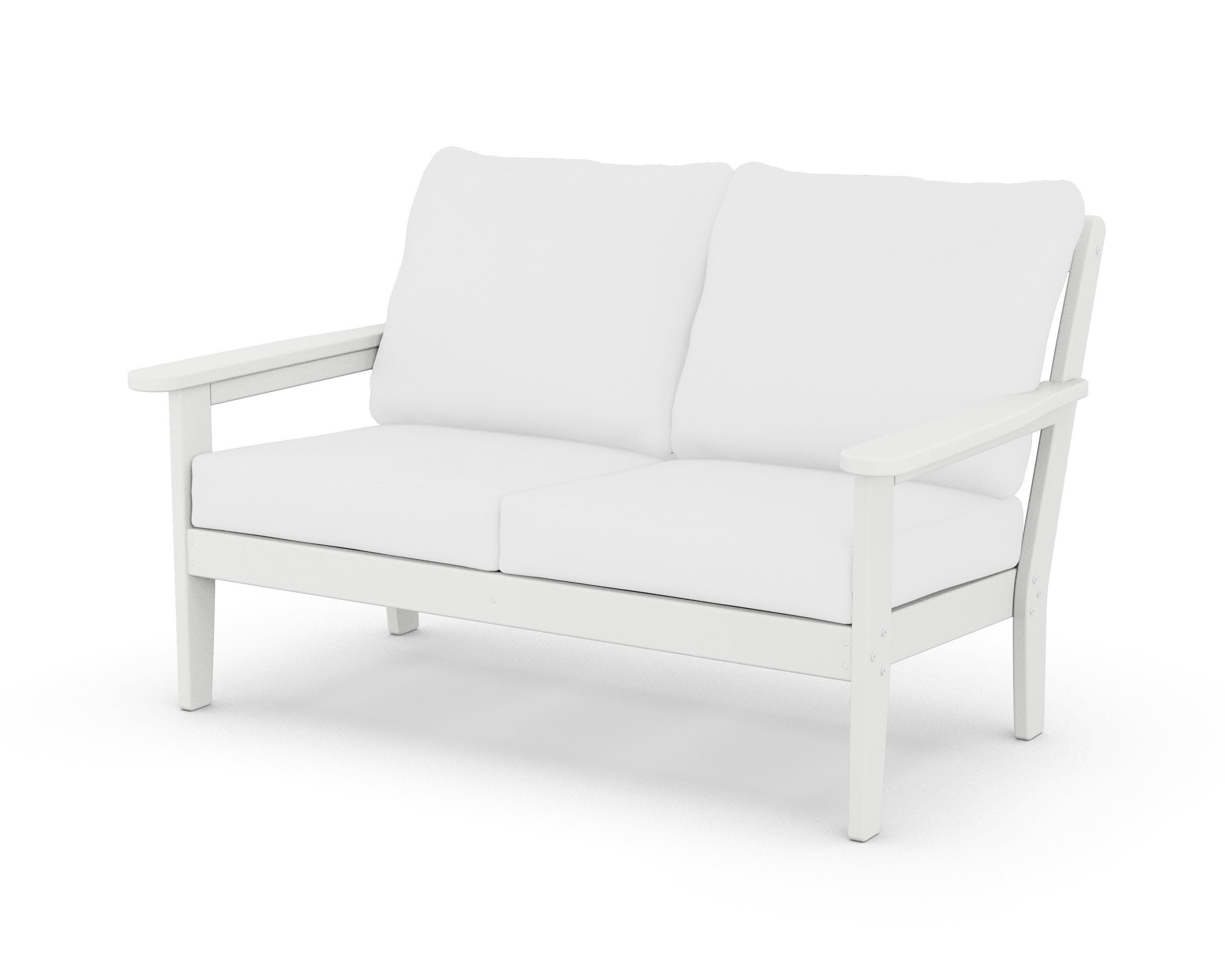 Cottage Deep Seating Loveseat in White / Natural