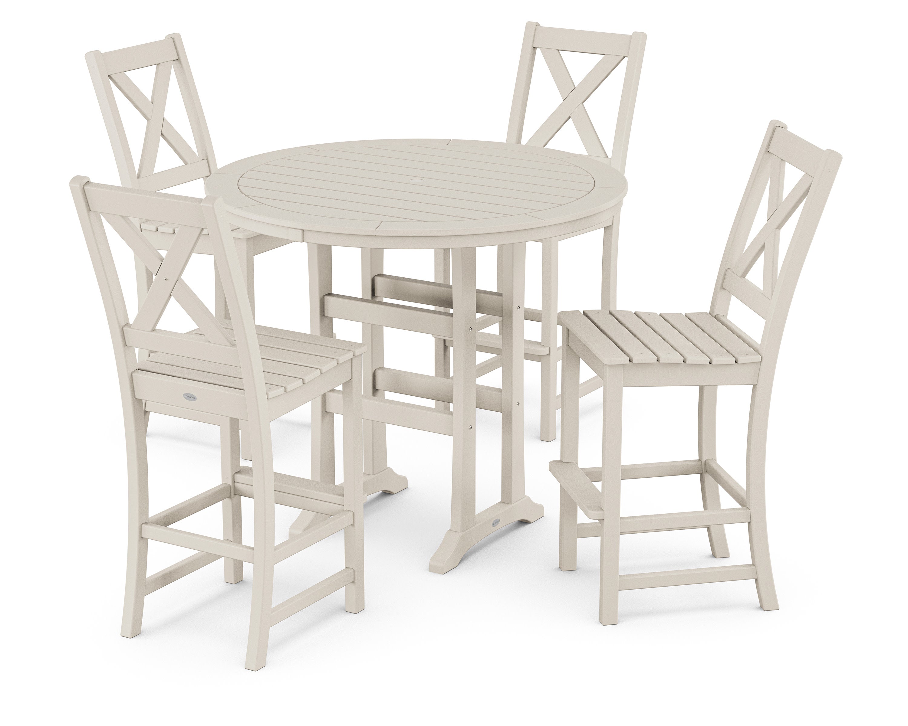 Braxton 5-Piece Nautical Trestle Arm Chair Bar Set in Sand