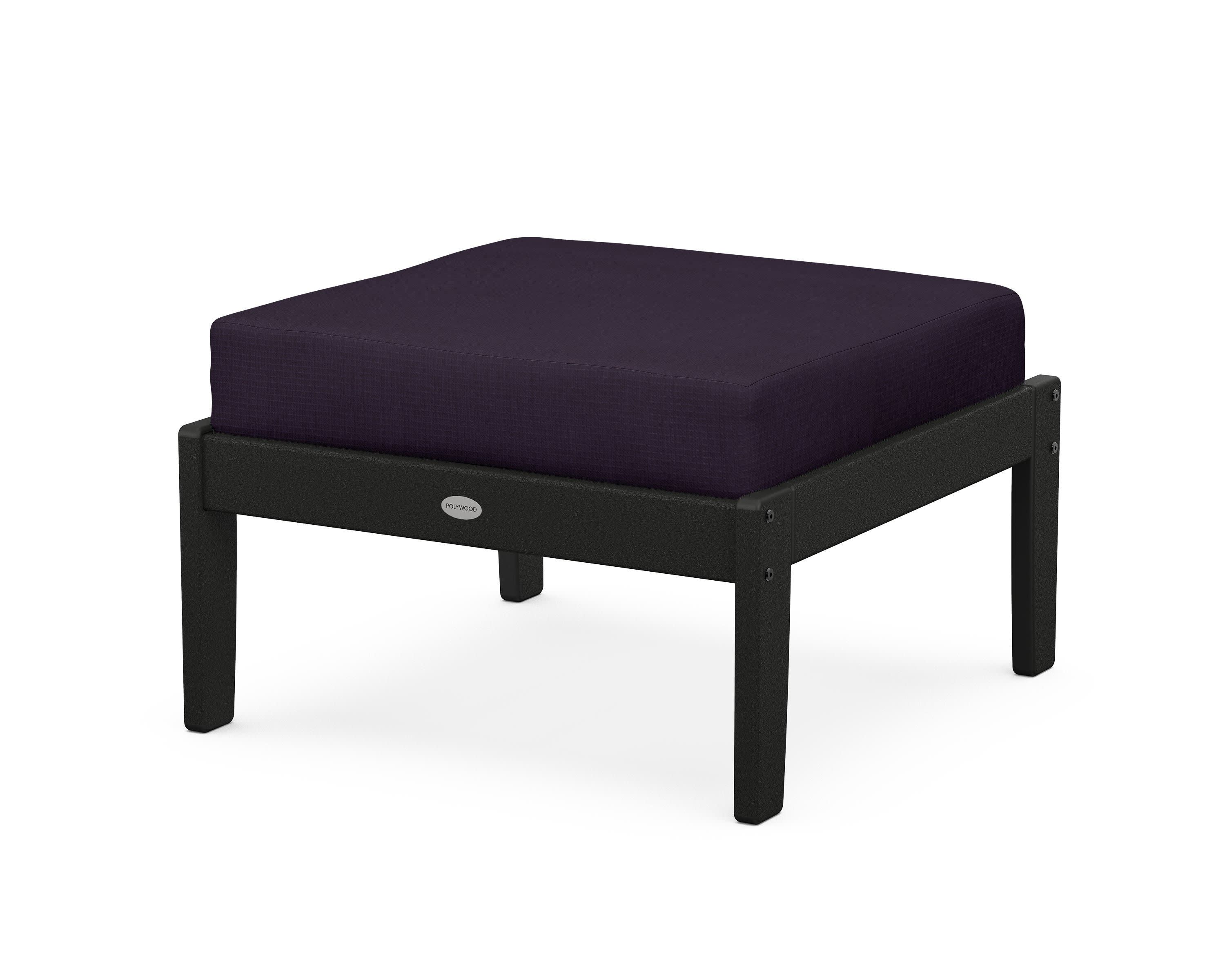 Braxton Deep Seating Ottoman in Black / Navy Linen