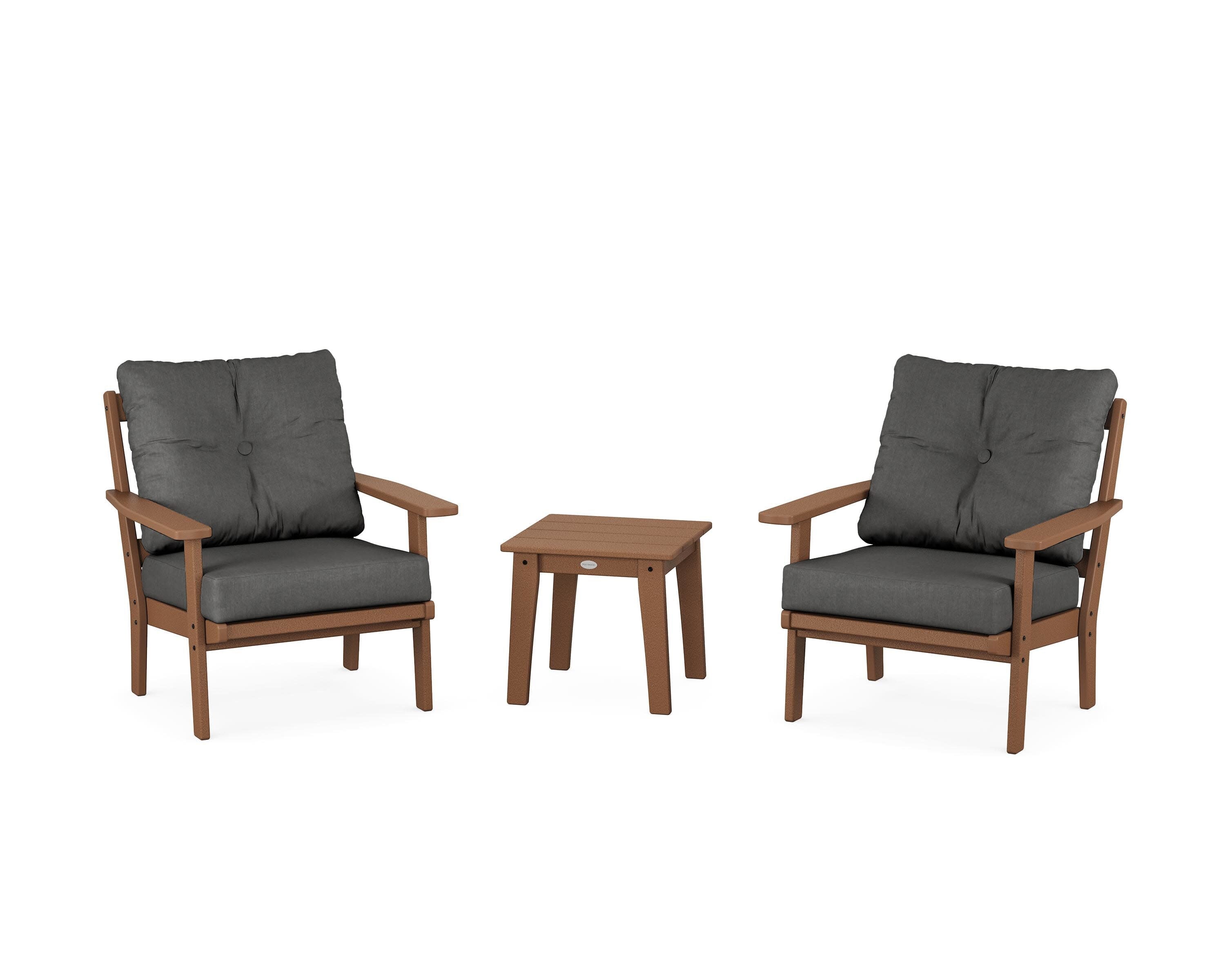 Oxford 3-Piece Deep Seating Set in Teak / Spectrum Carbon
