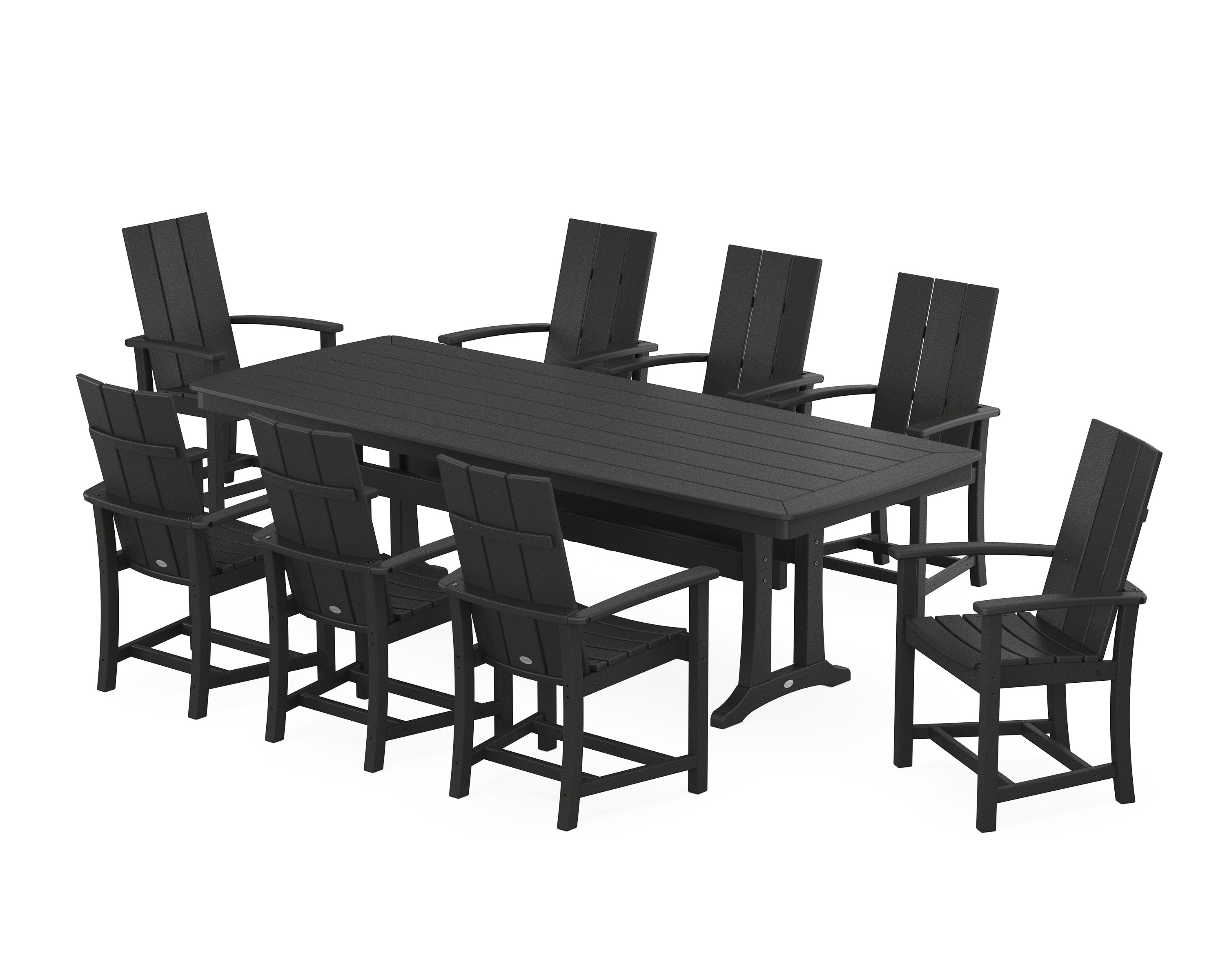 Modern Adirondack 9-Piece Dining Set with Trestle Legs in Black