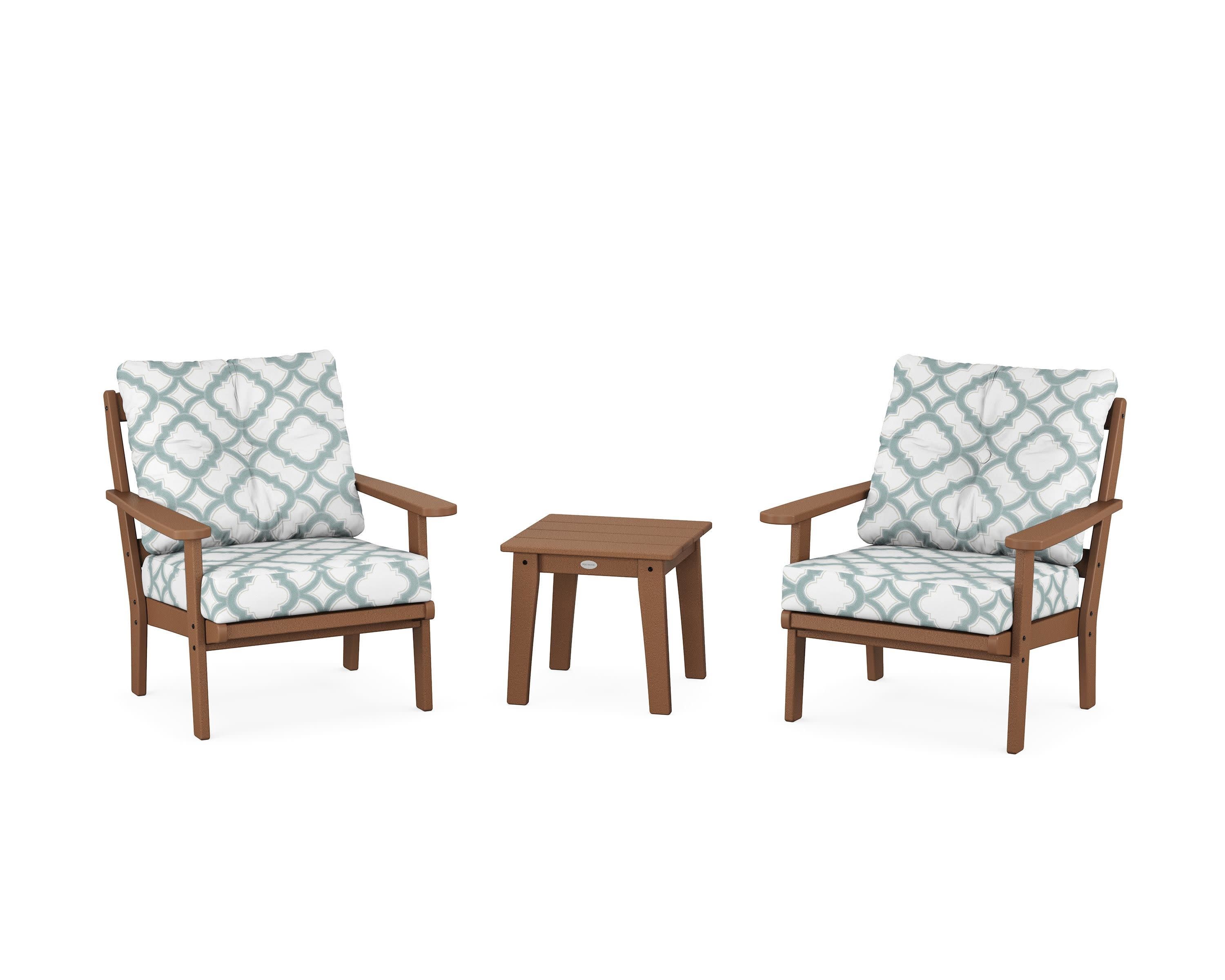 Mission 3-Piece Deep Seating Set in Teak / Trellis Glacier Spa