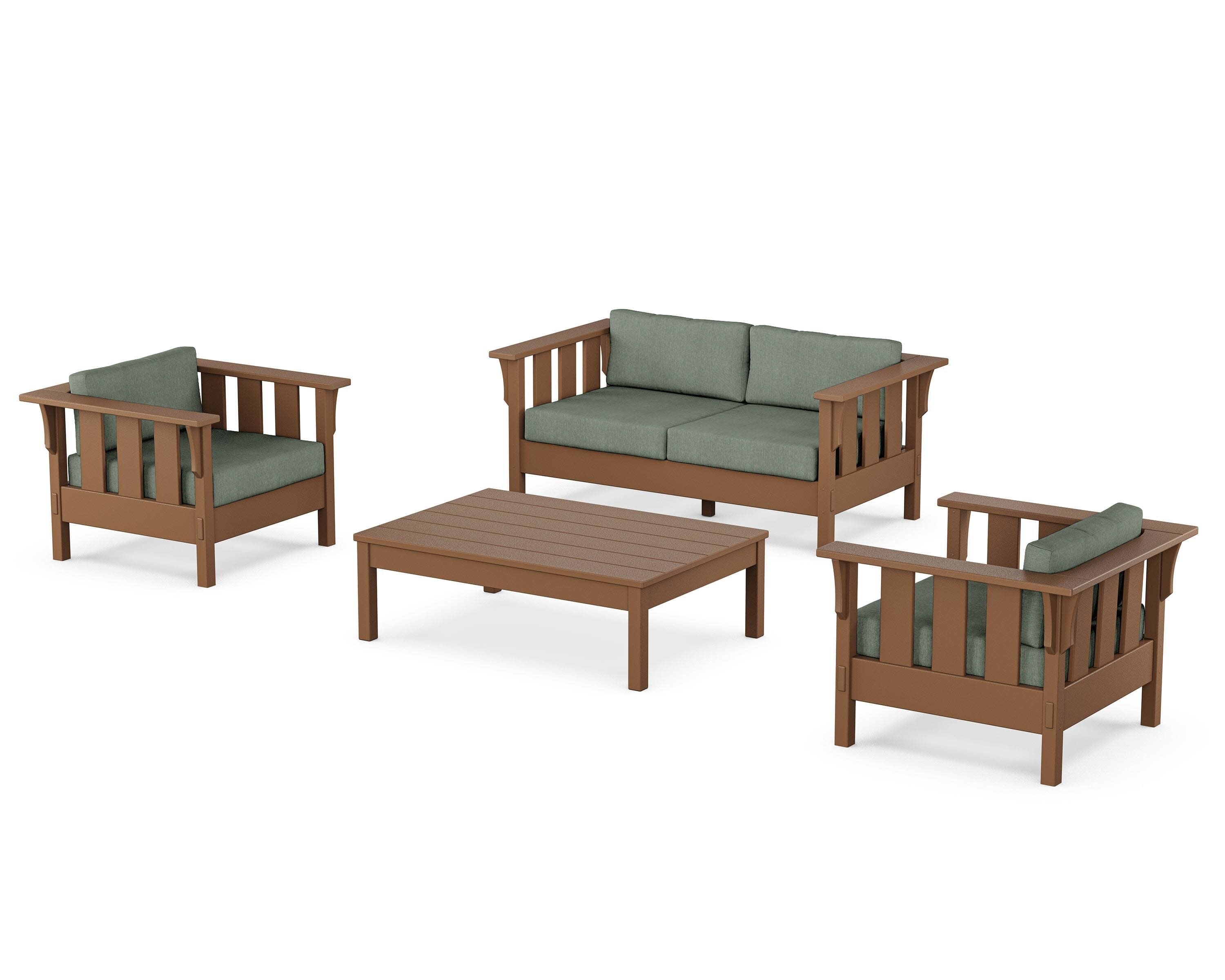 Acadia 4-Piece Deep Seating Set with Loveseat in Teak / Cast Sage