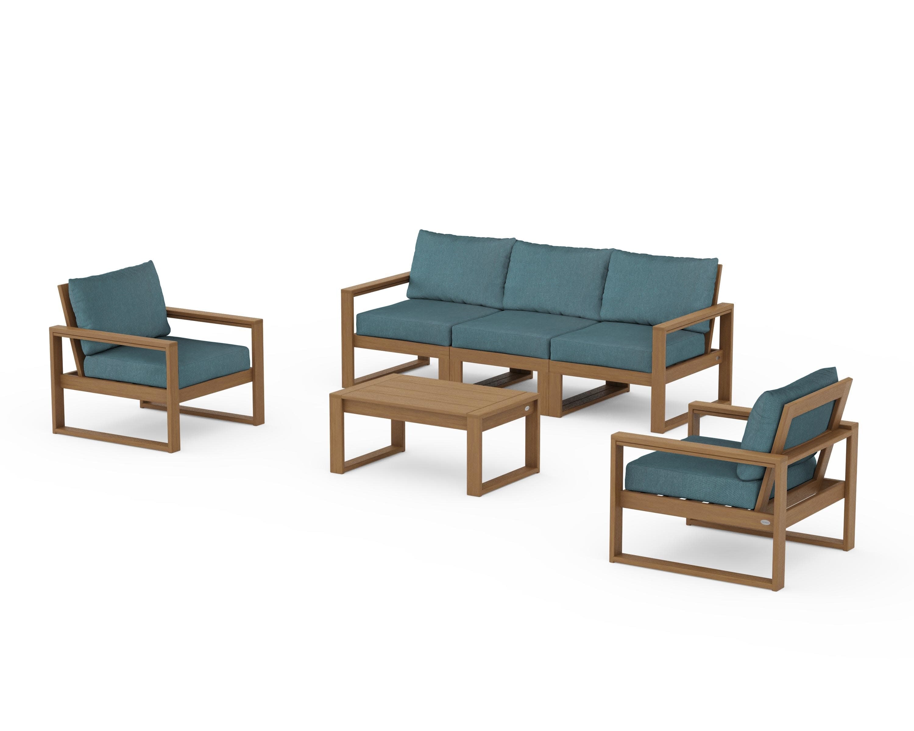 EDGE Sectional 4-Piece Deep Seating Set with Sofa in Natural / Ocean Teal