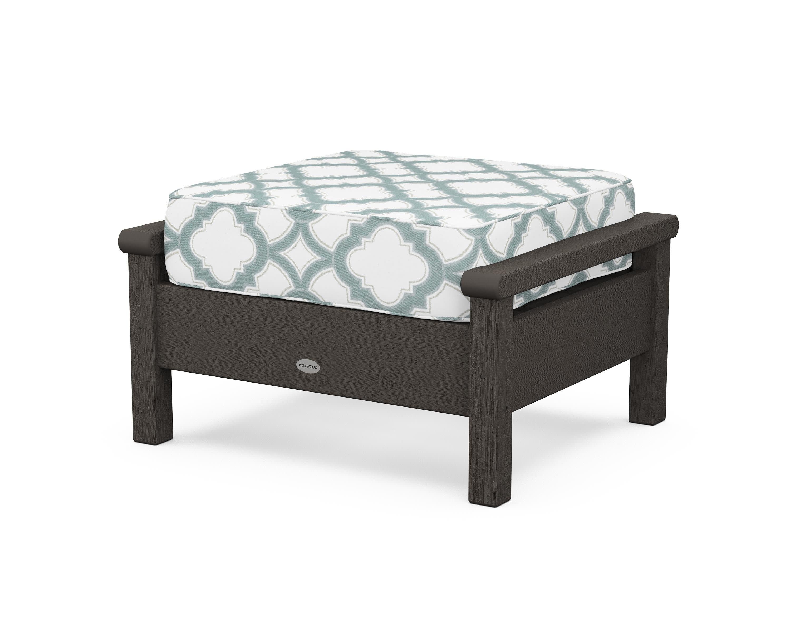 Harbour Deep Seating Ottoman in Vintage Coffee / Trellis Glacier Spa