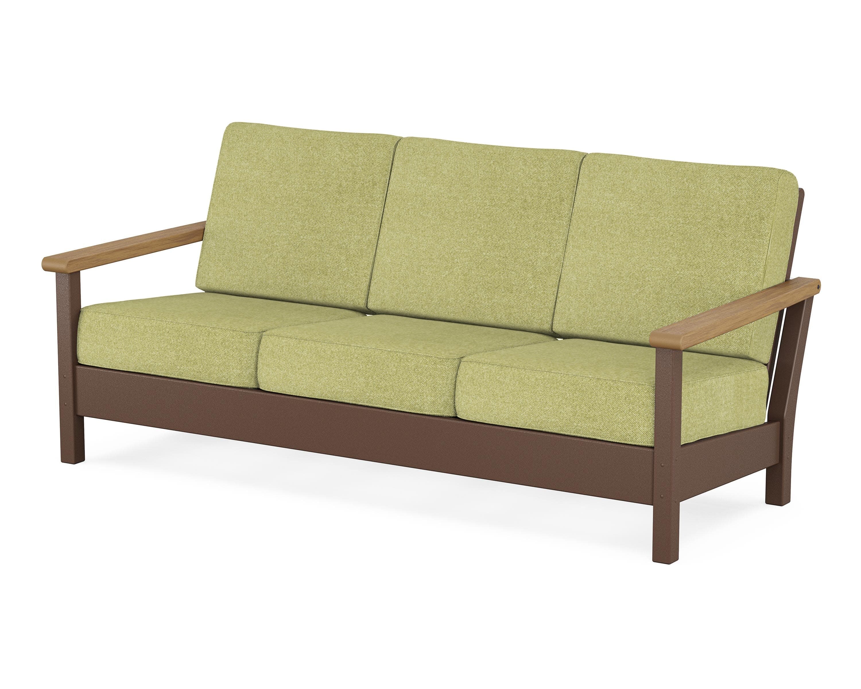 Harbour Deep Seating Sofa in Mahogany / Natural / Chartreuse Boucle