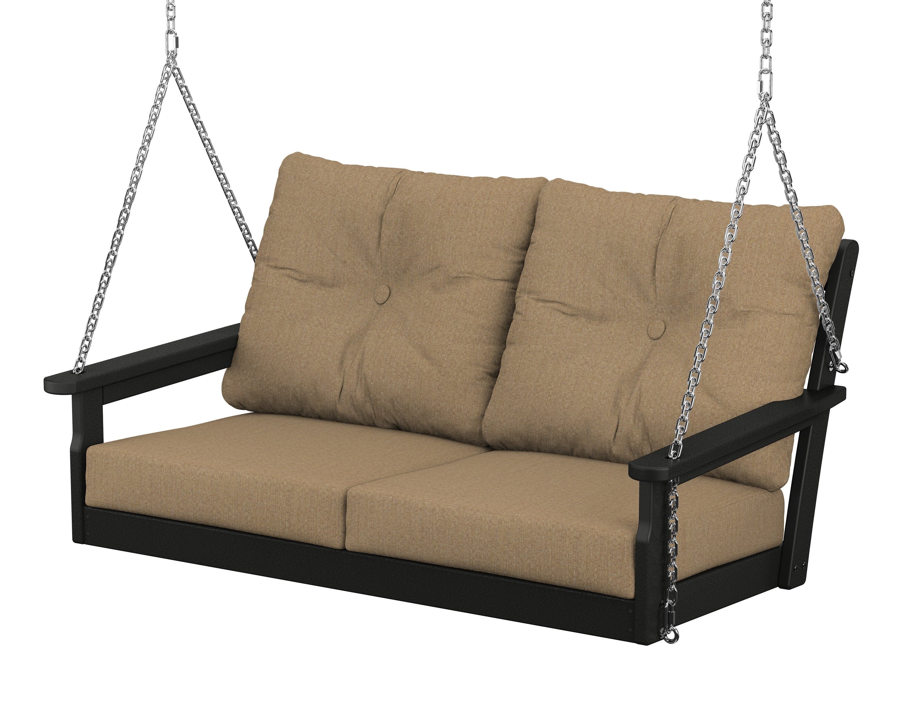 Vineyard Deep Seating Swing in Black / Sesame