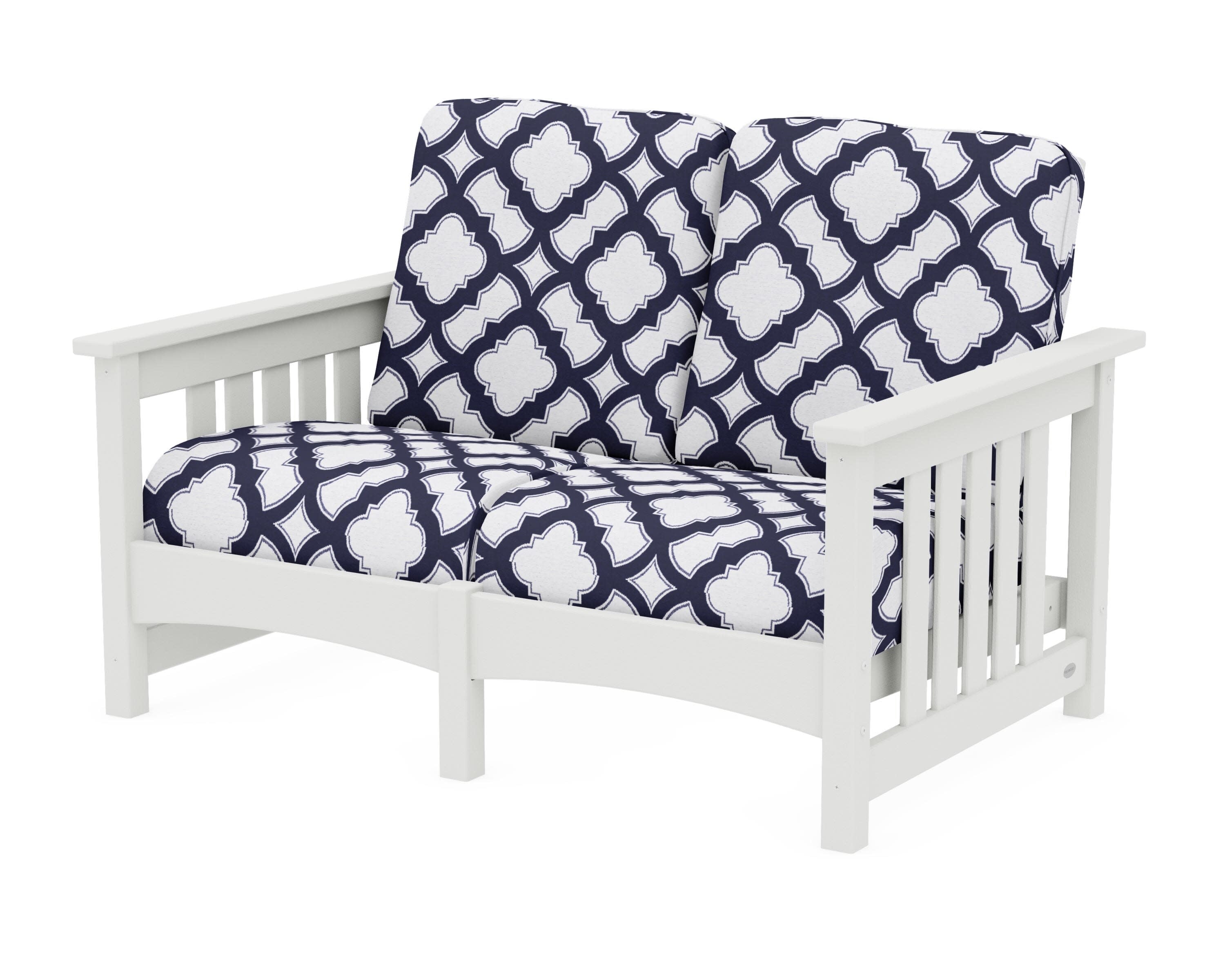 Club Mission Loveseat in Vintage White / Trellis Navy