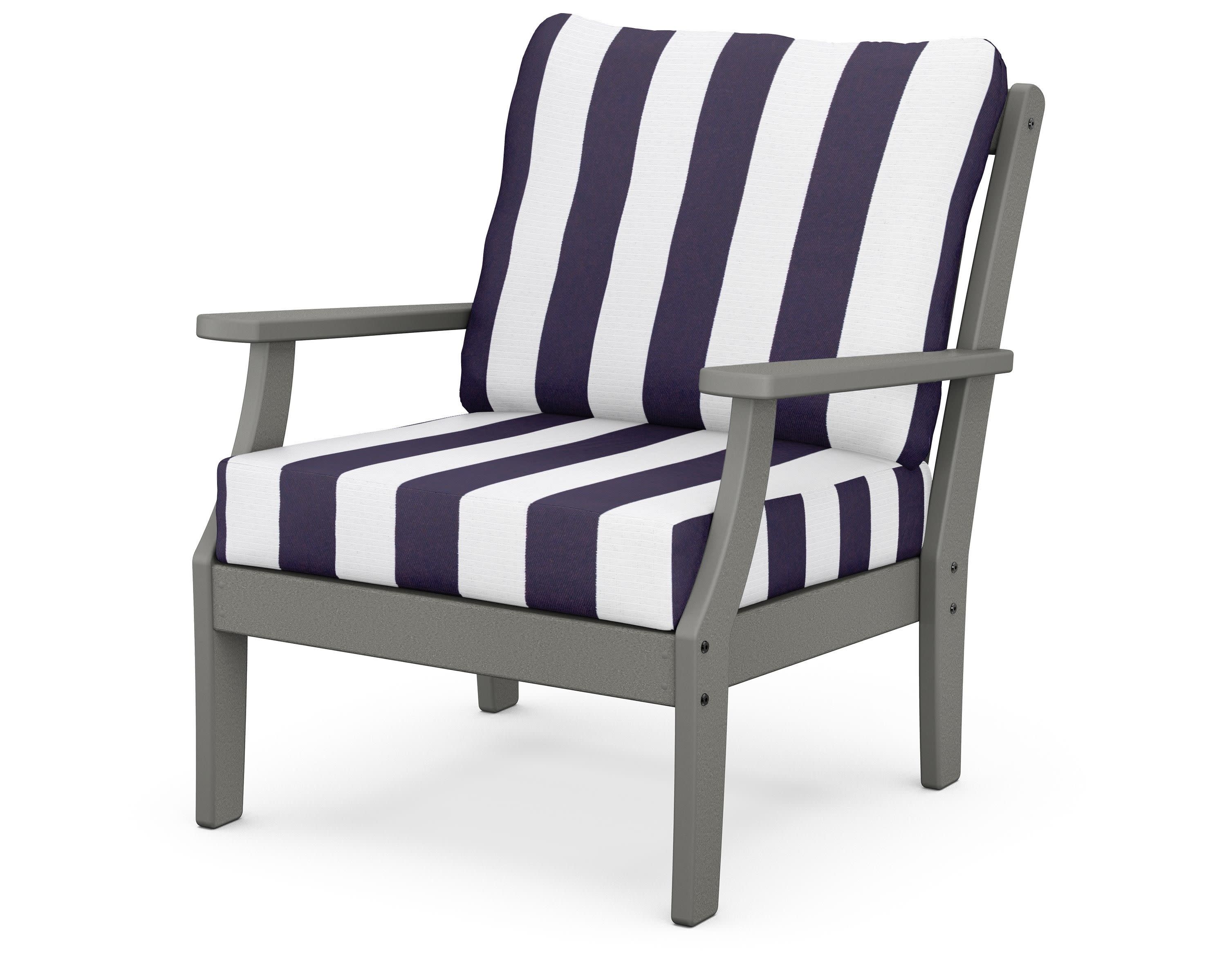Braxton Deep Seating Chair in Slate Grey / Cabana Stripe Navy