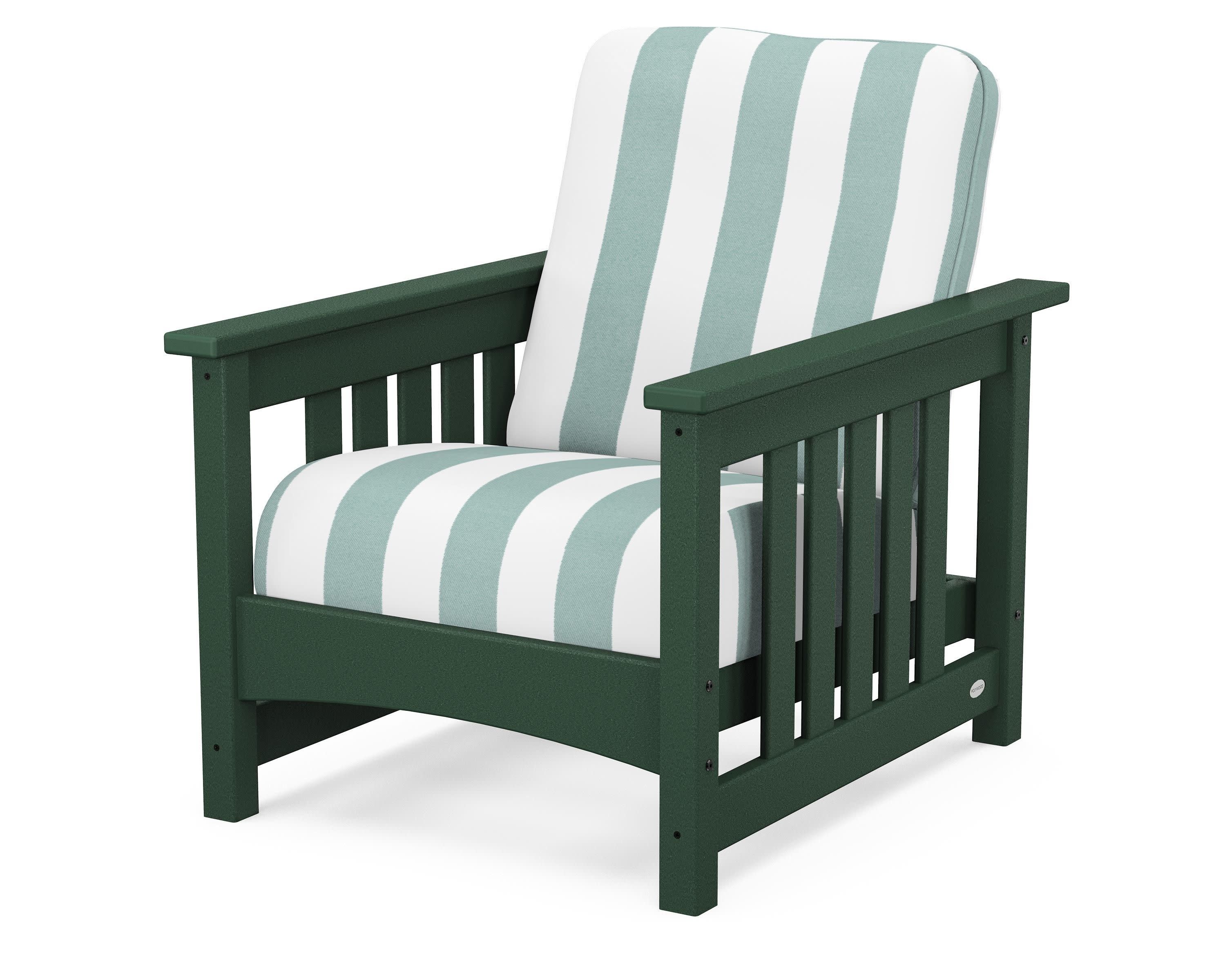 Club Mission Chair in Green / Cabana Stripe Glacier Spa