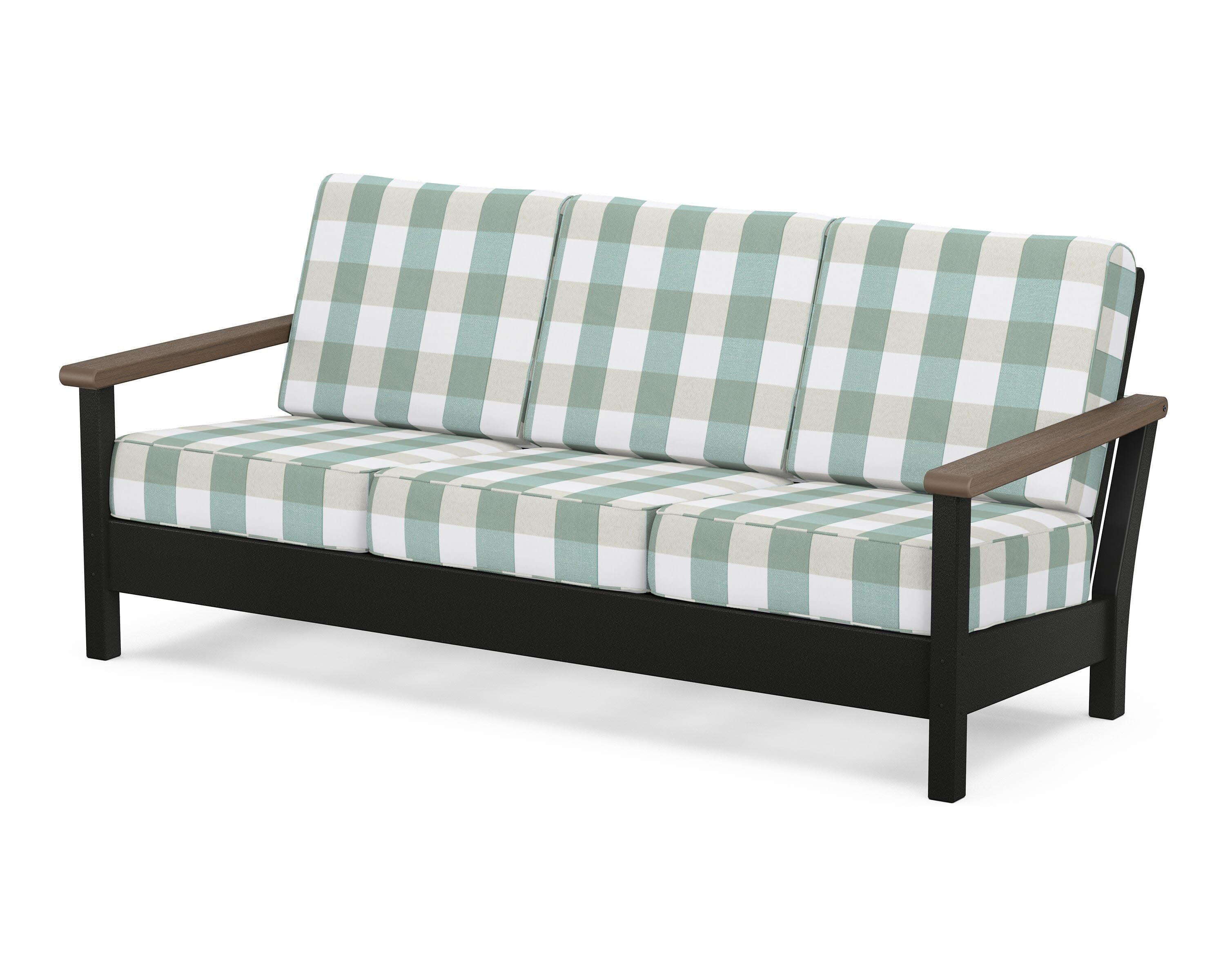 Harbour Deep Seating Sofa in Black / Kona / Buffalo Plaid Glacier Spa