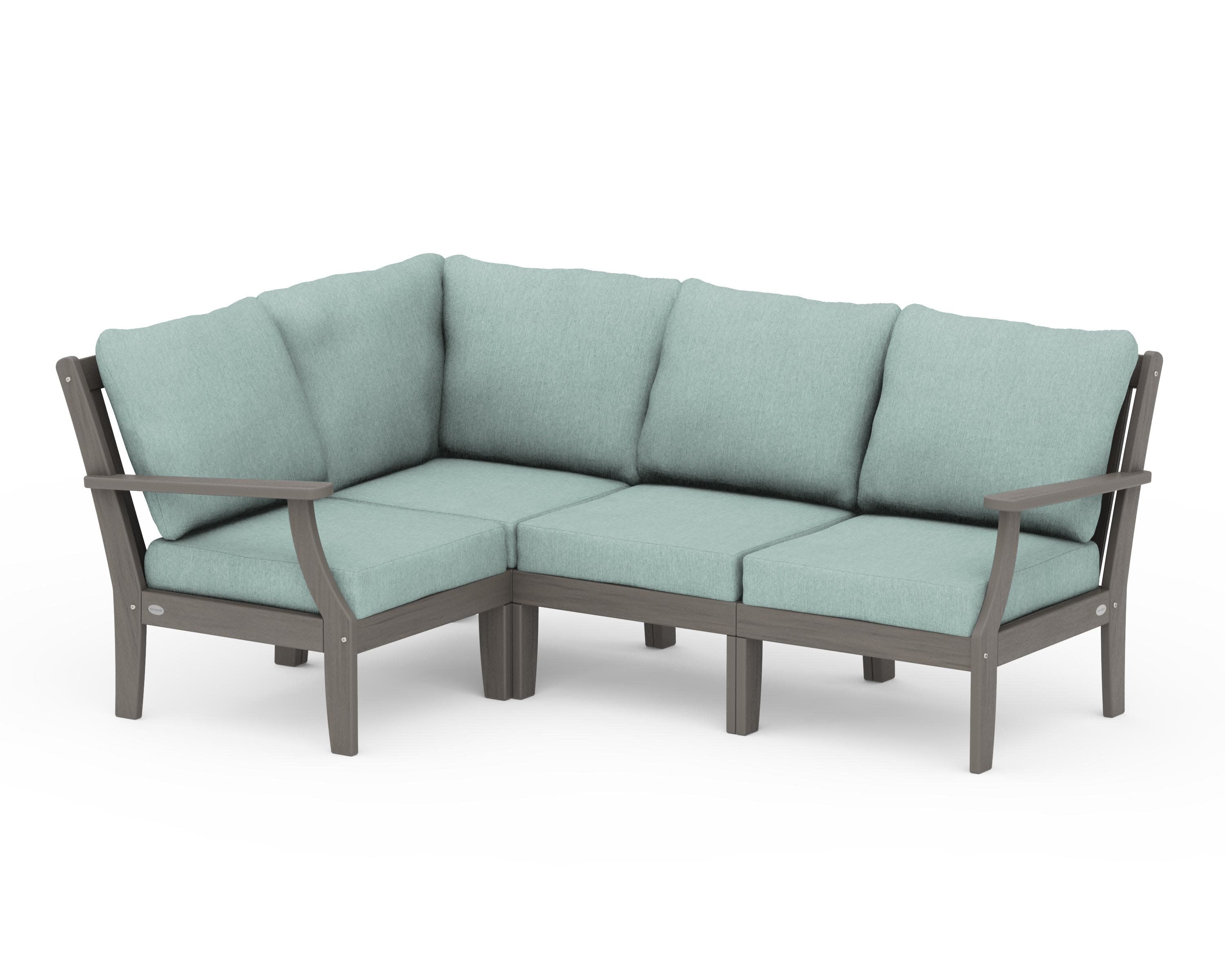 Braxton Modular 4-Piece Deep Seating Set in Driftwood / Glacier Spa